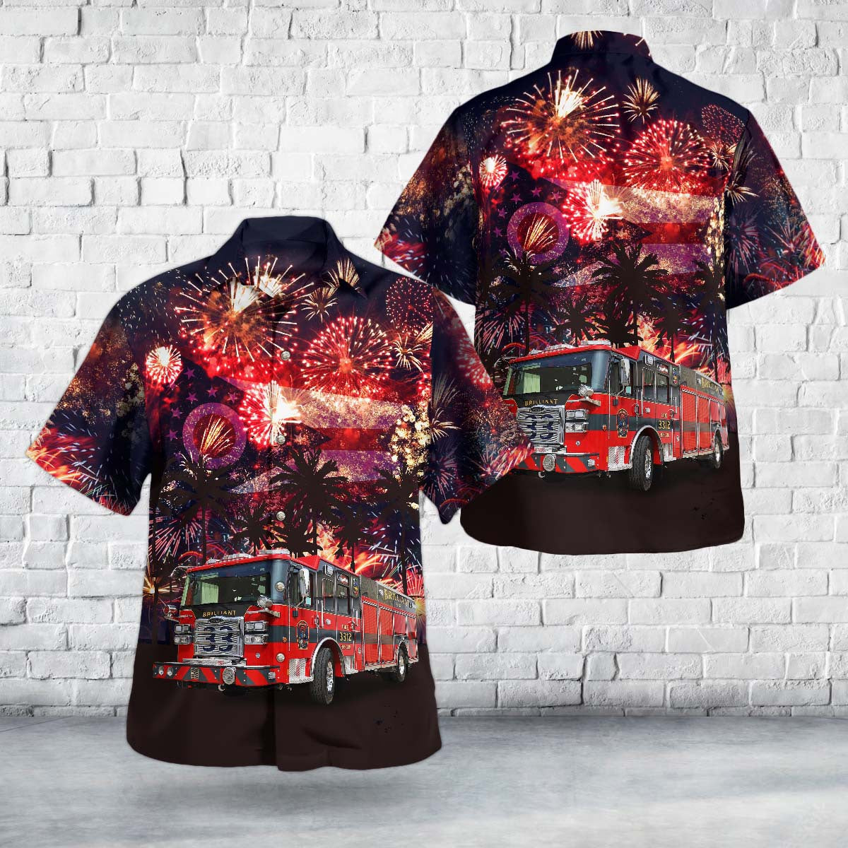 Brilliant, Ohio, Brilliant Fire Department, 4th Of July Hawaiian Shirt