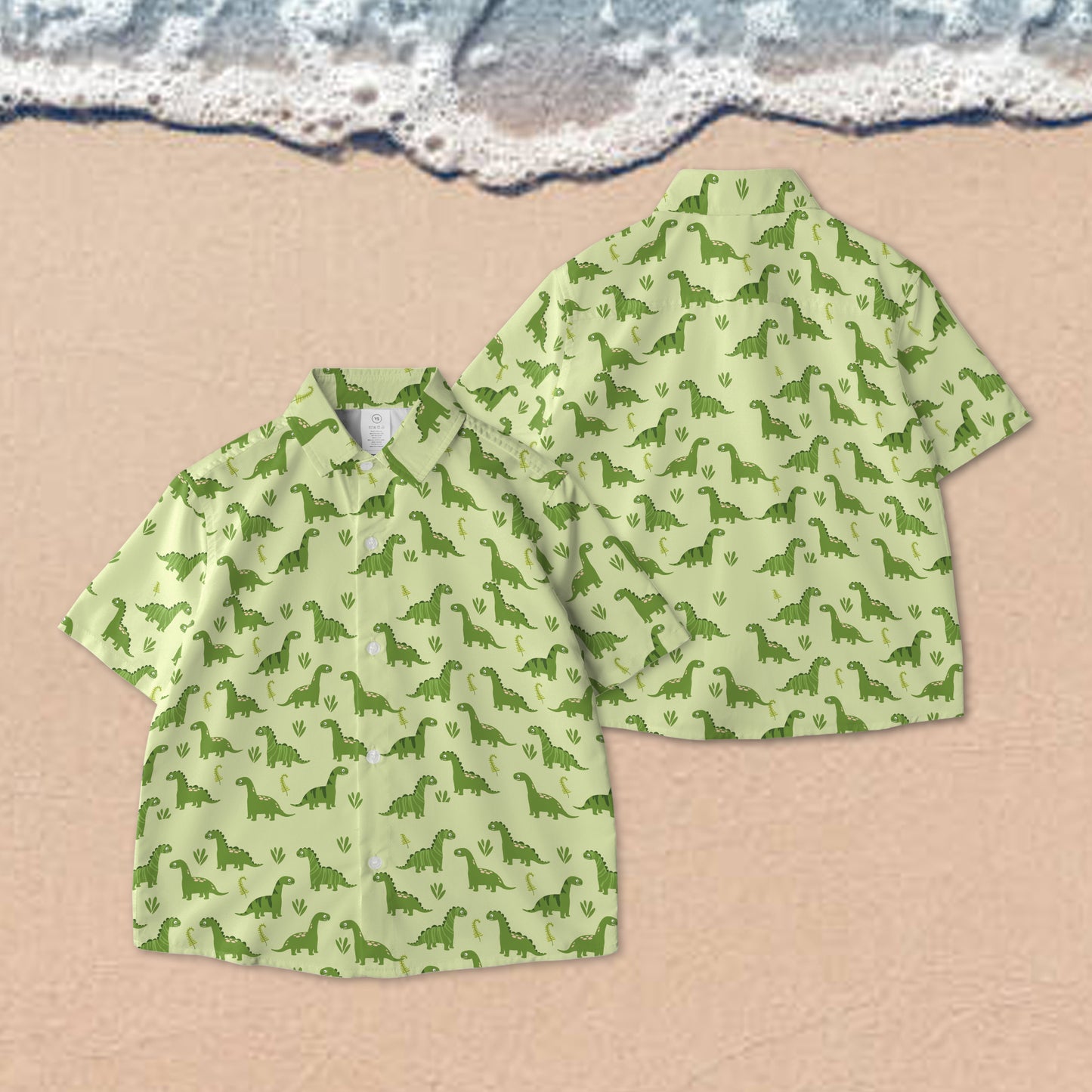 Brontosaurus Seamless Cute AOP Youth Button Down Shirt