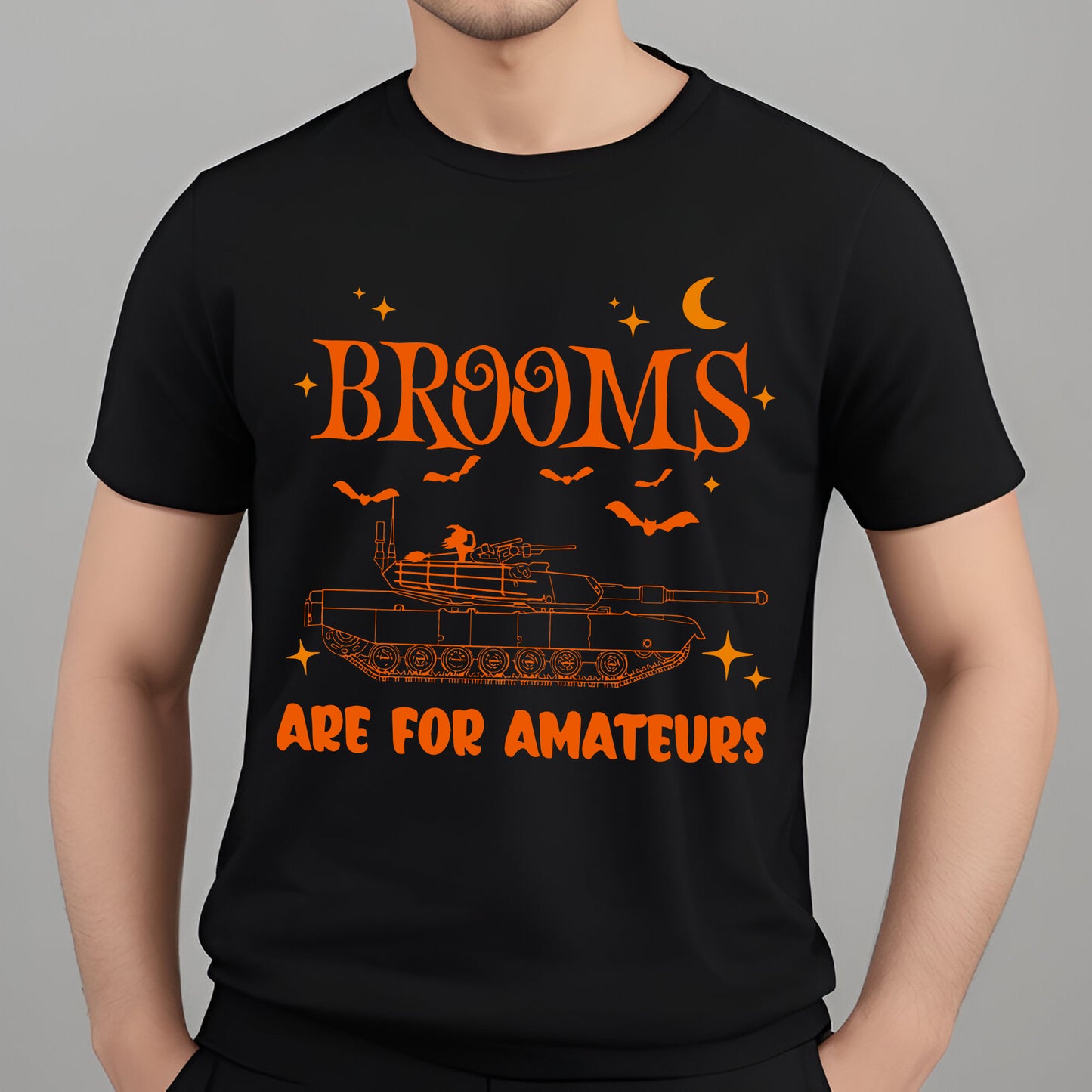 Brooms Are For Amateurs Halloween Witch Offroad M1 Abrams Tank Classic Unisex T-Shirt Gildan 5000 (Made In US)