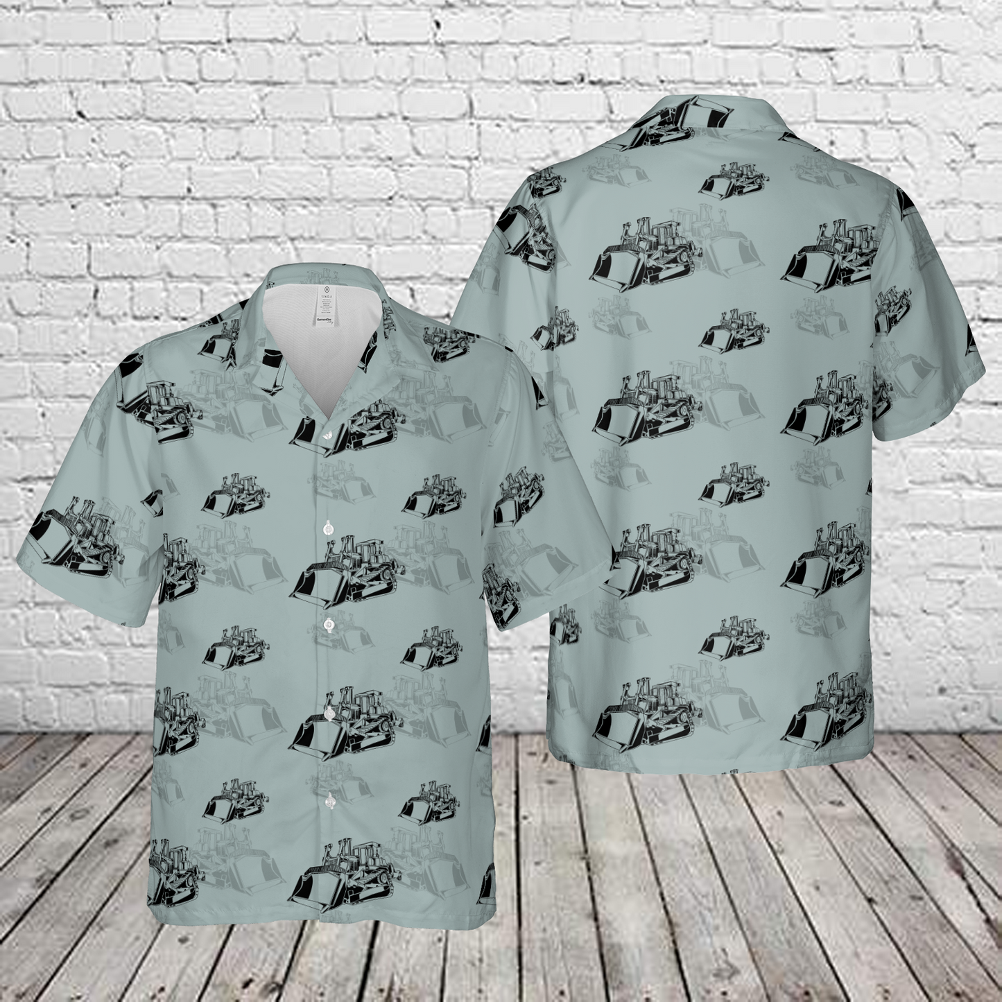 Bulldozer Earth Mover construction Dozer Silhouette Hawaiian Shirt