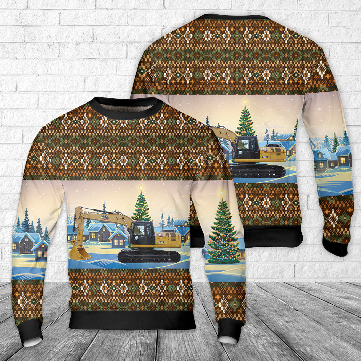 CATERPILLAR 320D3 Excavator Christmas AOP Sweater