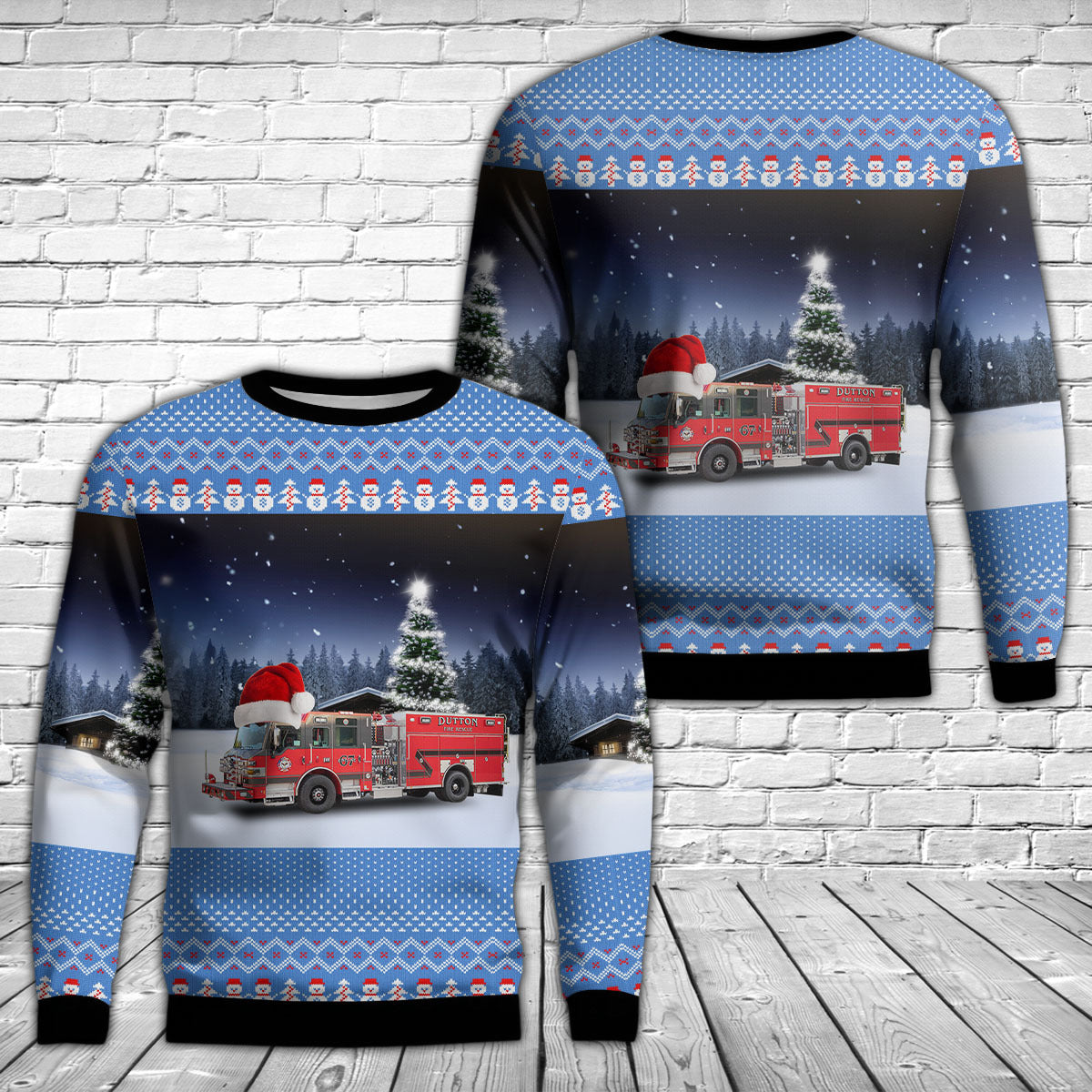Caledonia, Michigan, Dutton Fire Department Christmas AOP Sweater