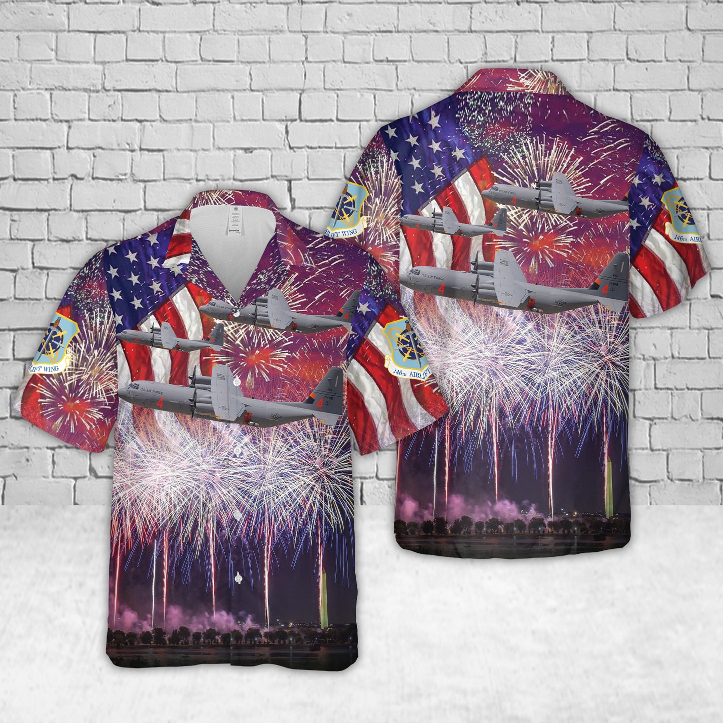 California Air National Guard 146th Airlift Wing Lockheed Martin C-130J-30 Hercules (L-382), 4th Of July Hawaiian Shirt