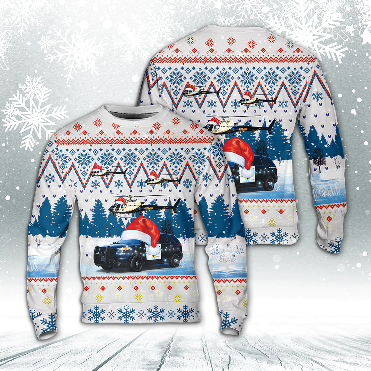 California Highway Patrol Vehicles Christmas AOP Sweater