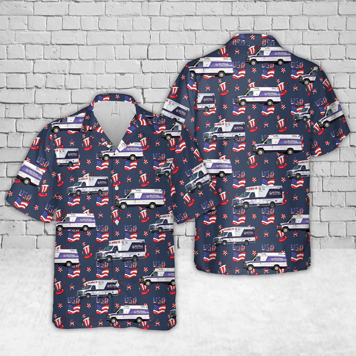 California Royal Ambulance, 4th of July Hawaiian Shirt