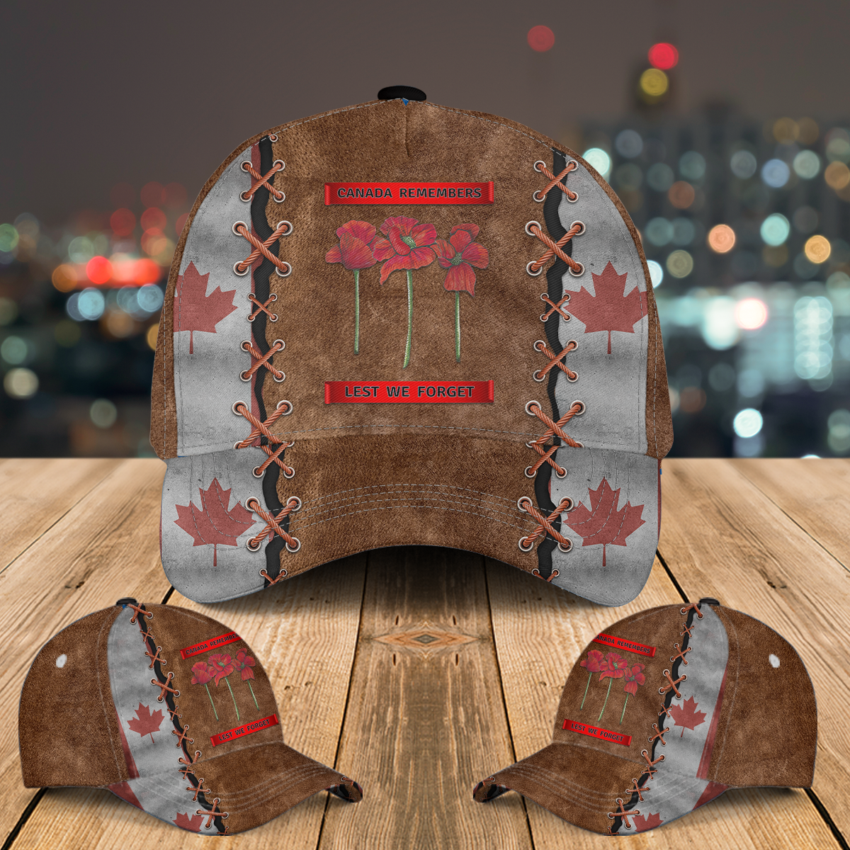 Canada Remembers Lest We Forget Poppy Baseball Cap