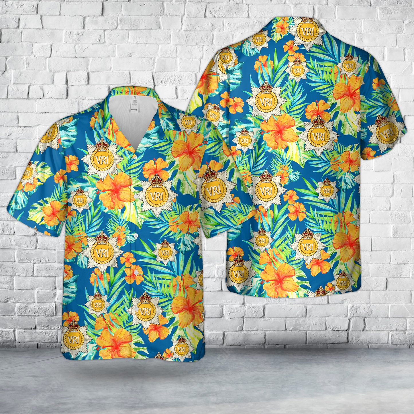 Canadian Army, The Royal Canadian Regiment (The RCR) Blue Background Hawaiian Shirt