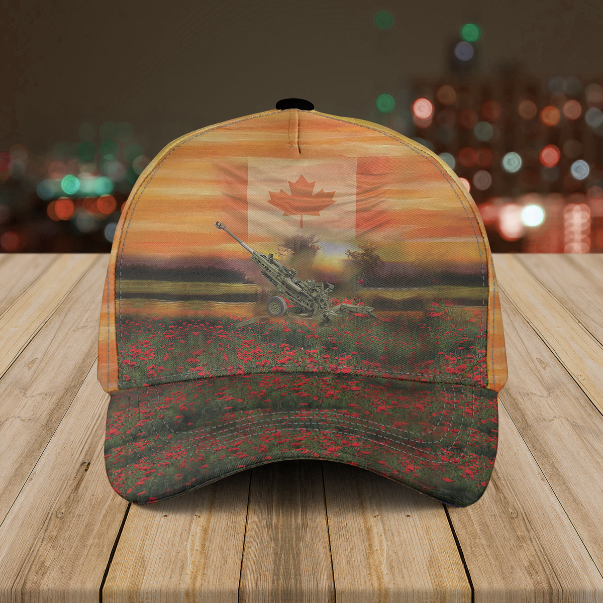 Canadian Army M777 Lightweight 155mm Howitzer ANZAC Day Red Poppy Baseball Cap