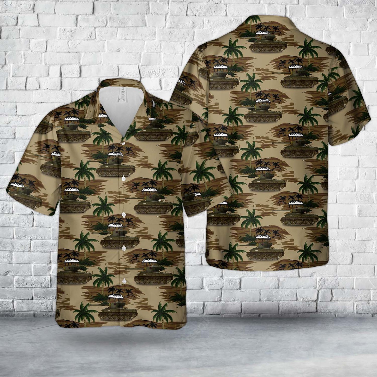 Canadian Army C Squadron Sherman Tank Hawaiian Shirt