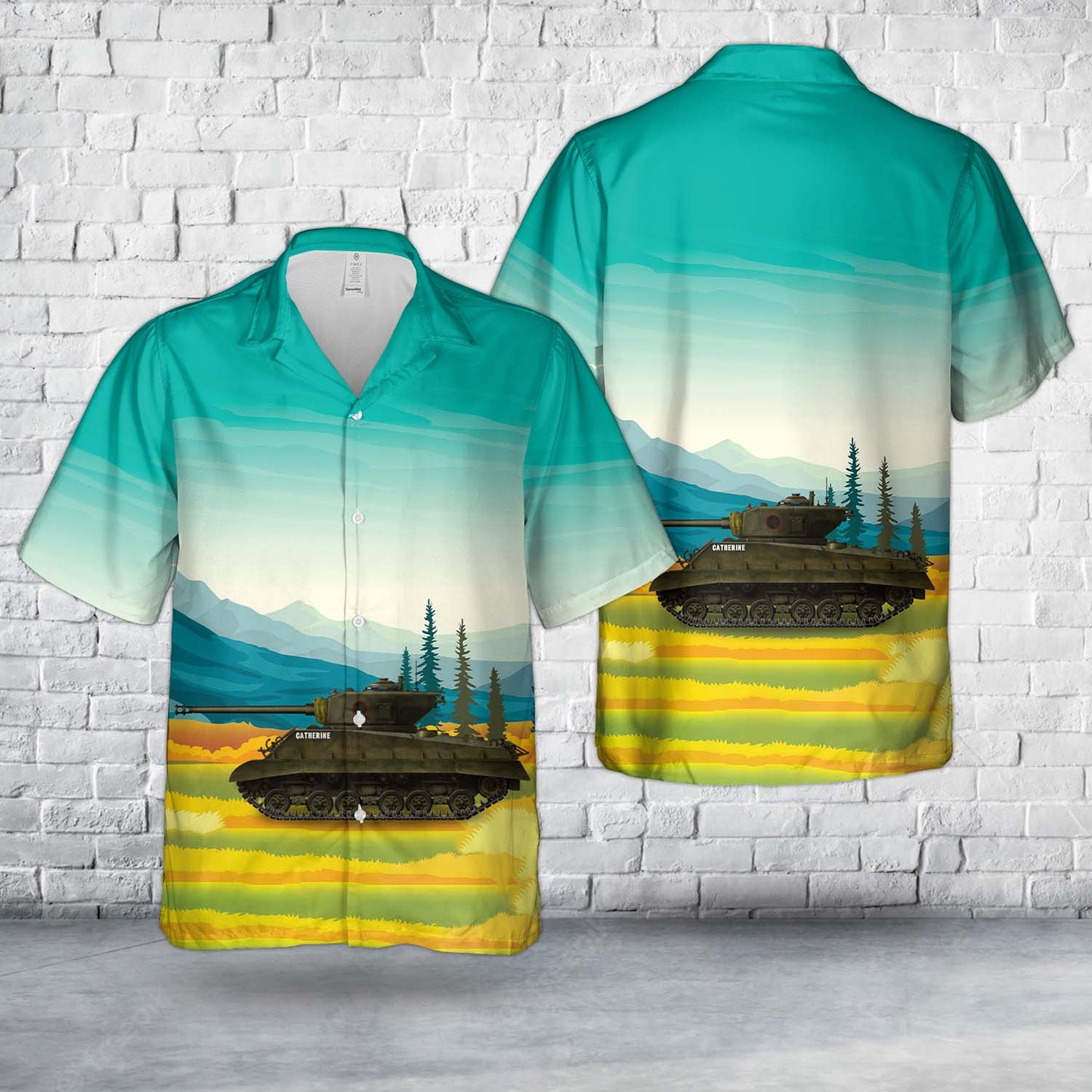 Canadian Army Sherman M4A3(76)W HVSS tank 2nd Armoured Regiment Hawaiian Shirt