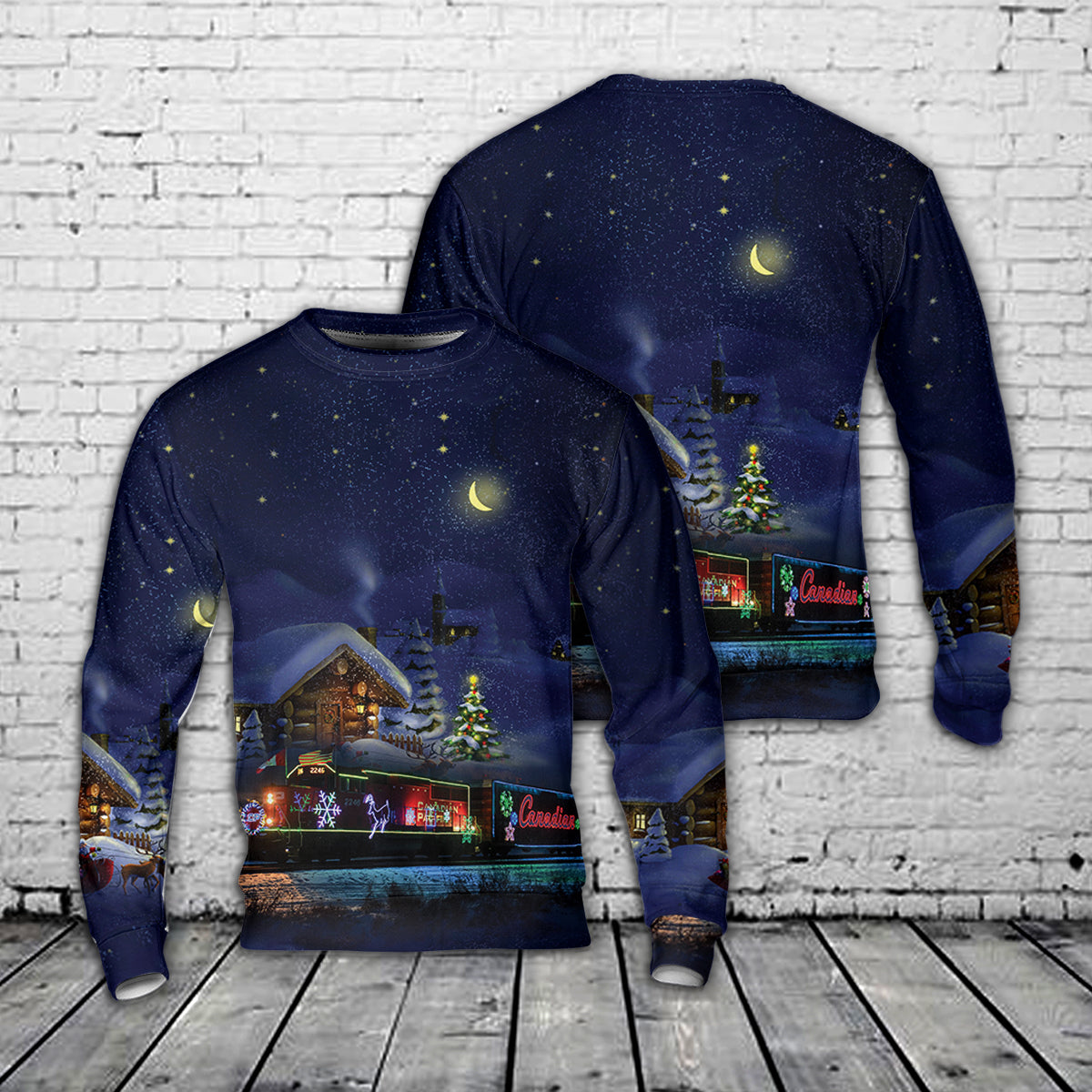 Canadian Pacific Holiday Train AOP Ugly Christmas Sweater