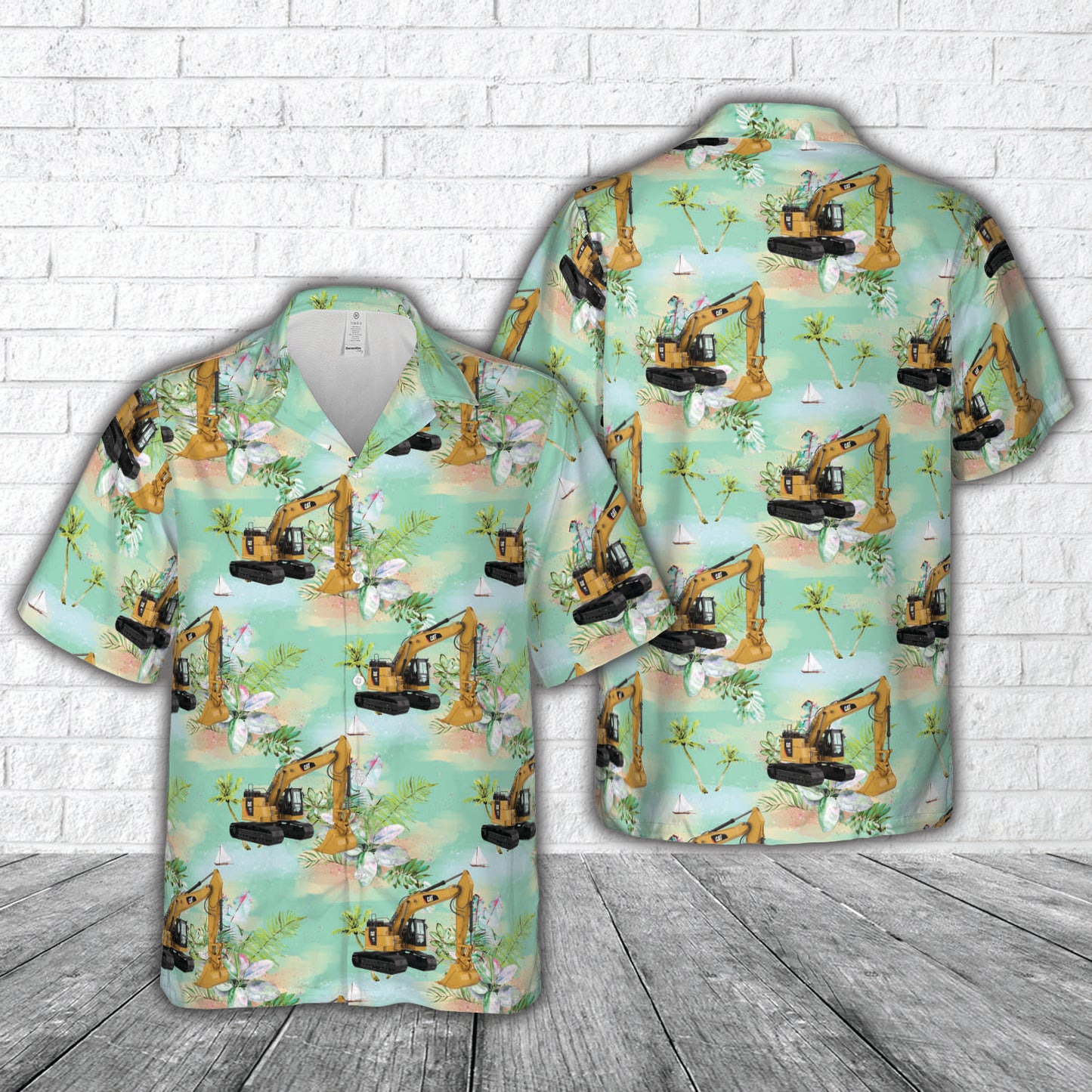 Cat 335F L CR Hydraulic Excavator Hawaiian Shirt