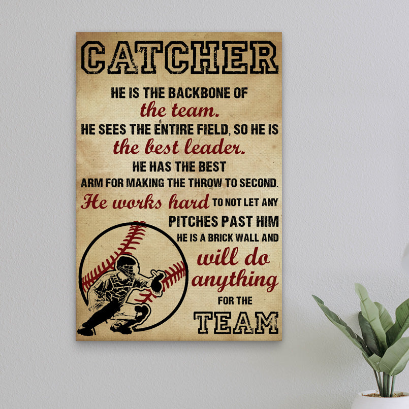 Catcher Baseball Vertical Canvas