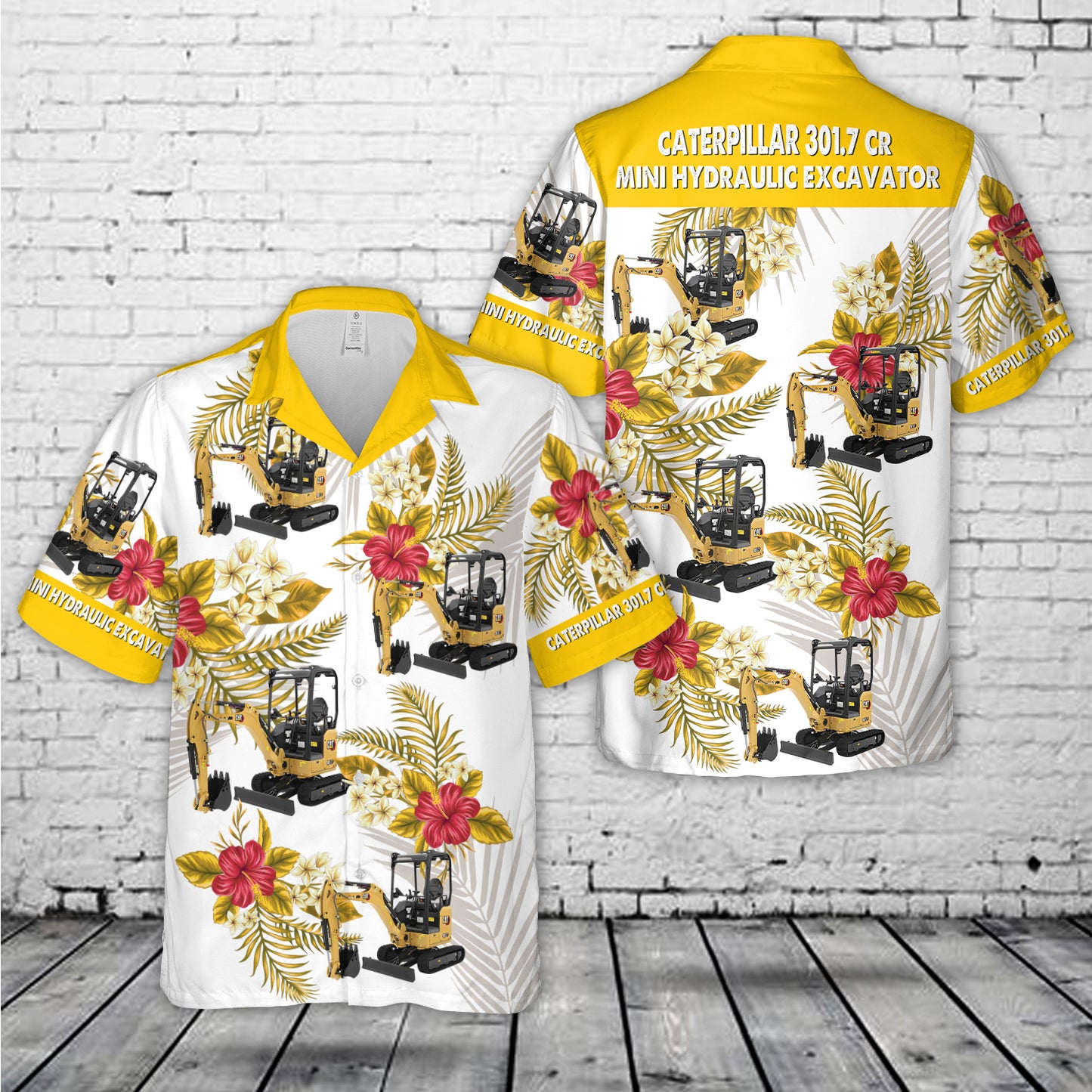 Caterpillar 301.7 CR Mini Hydraulic Excavator Hawaiian Shirt