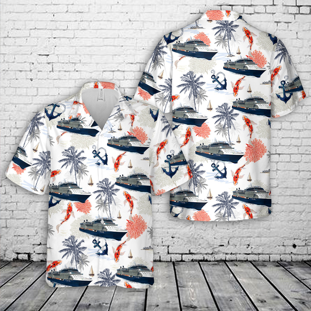 Celebrity Cruises Celebrity Eclipse Blue Color Hawaiian Shirt