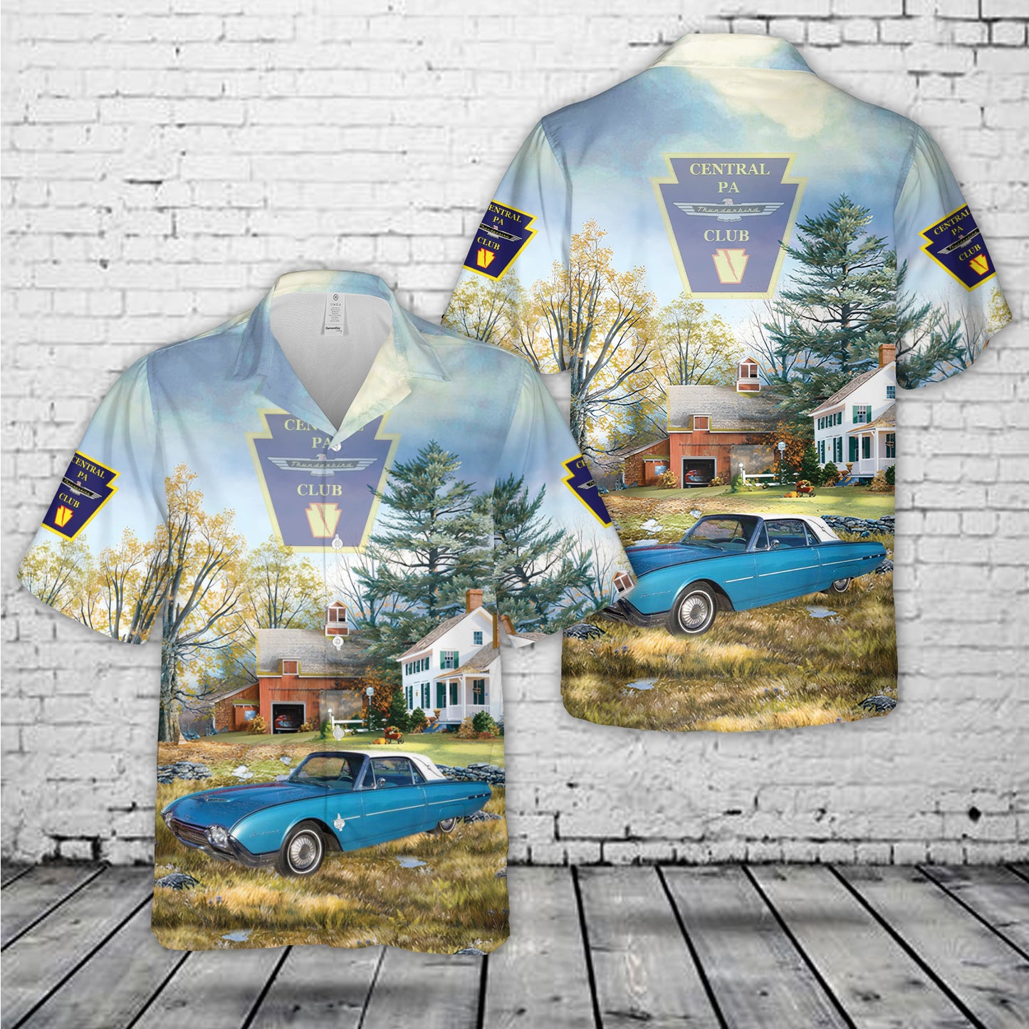 Central Pa Thunderbird Club 1962 Ford Thunderbird Hawaiian Shirt