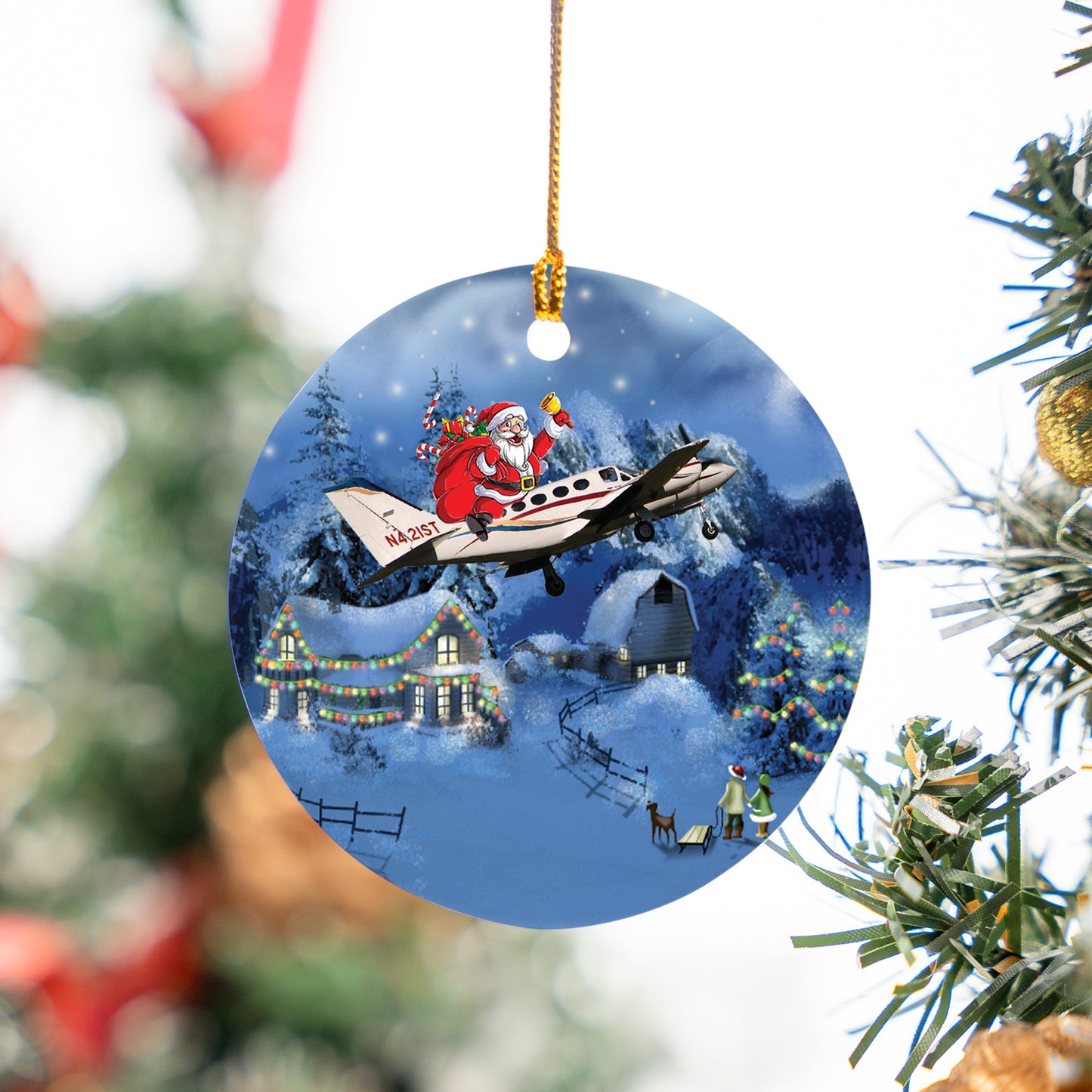 Cessna 421C Golden Eagle N421ST Christmas Ornament