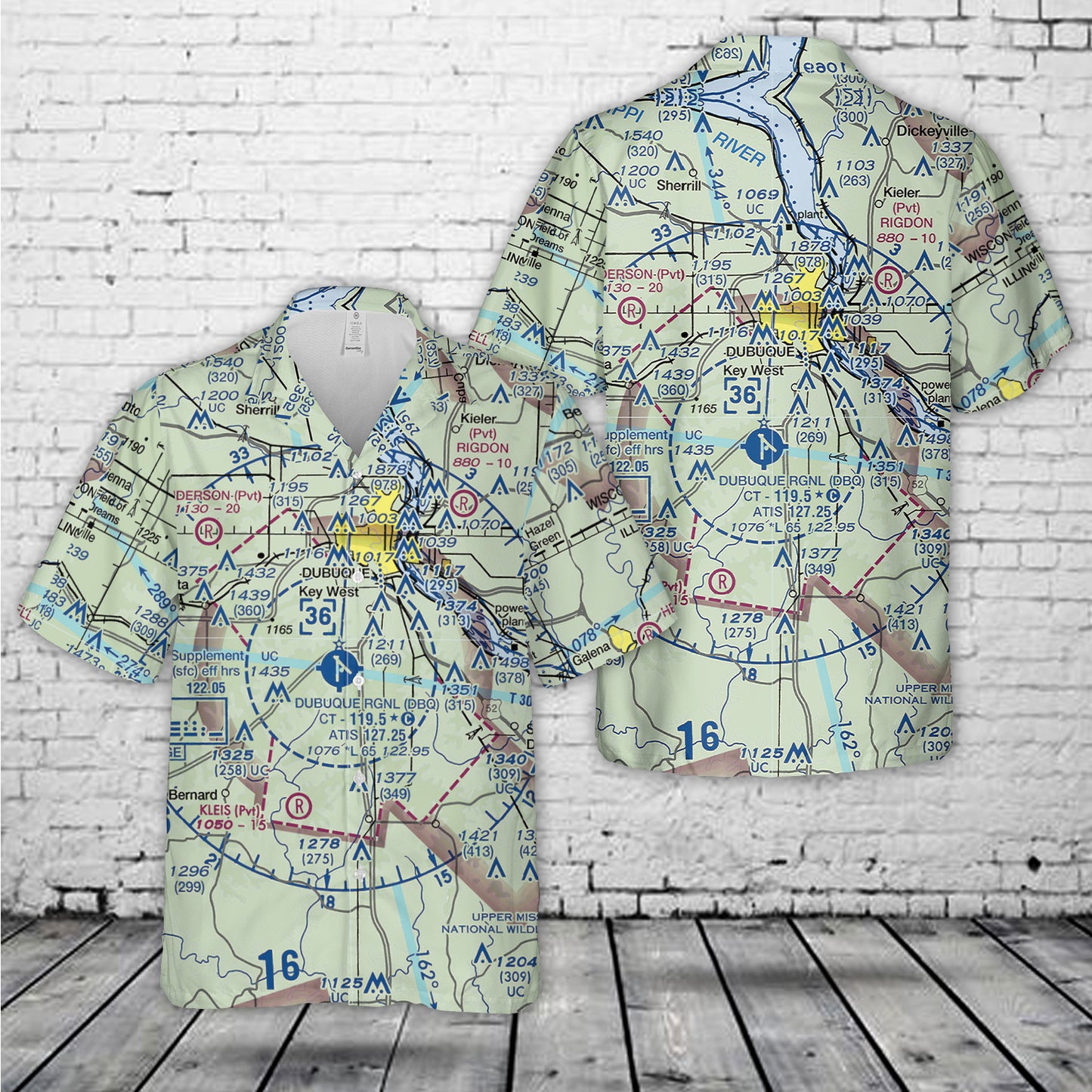 Chicago VFR Sectional Chart (Dubuque Area) Hawaiian Shirt