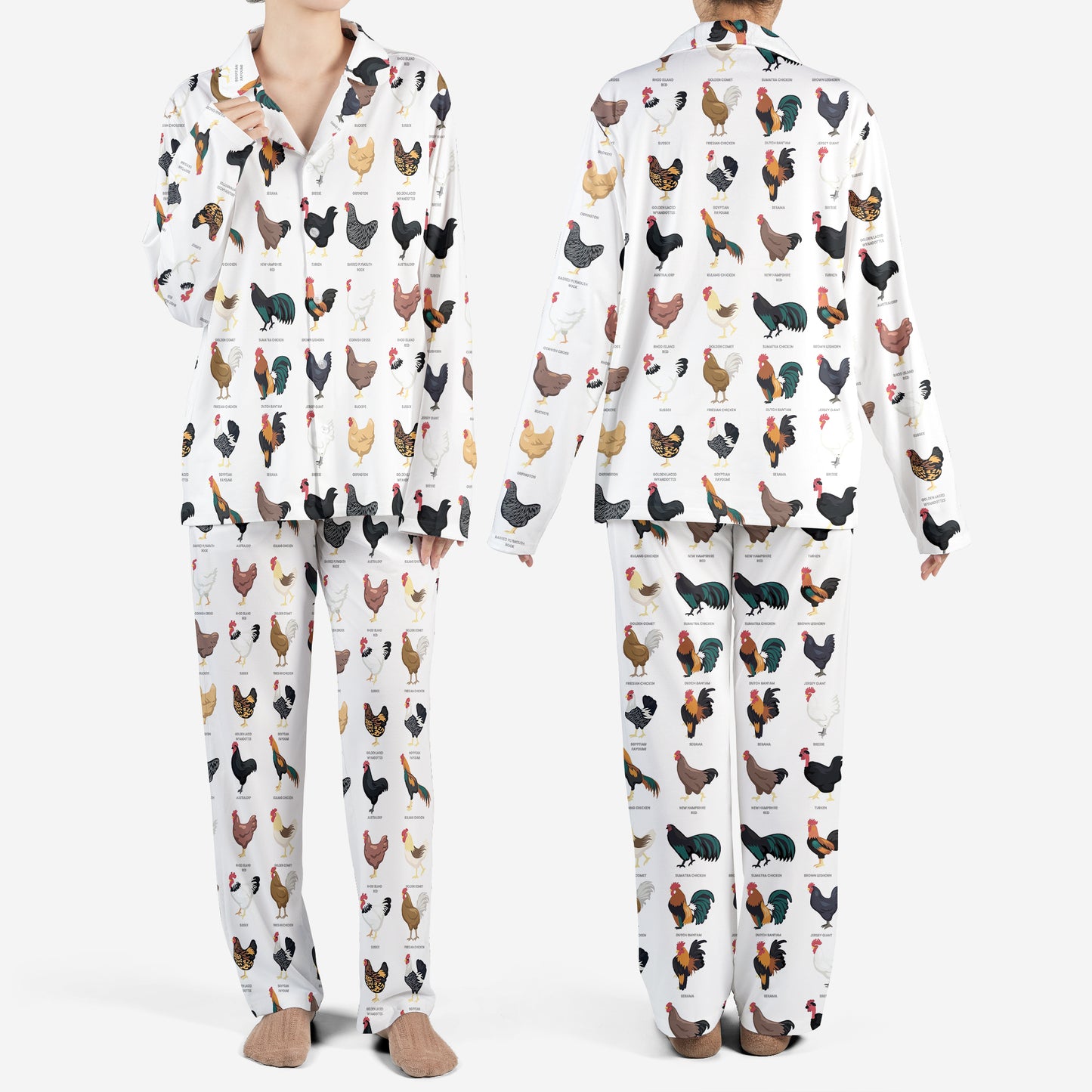 Chicken Breeds AOP Pajamas Set