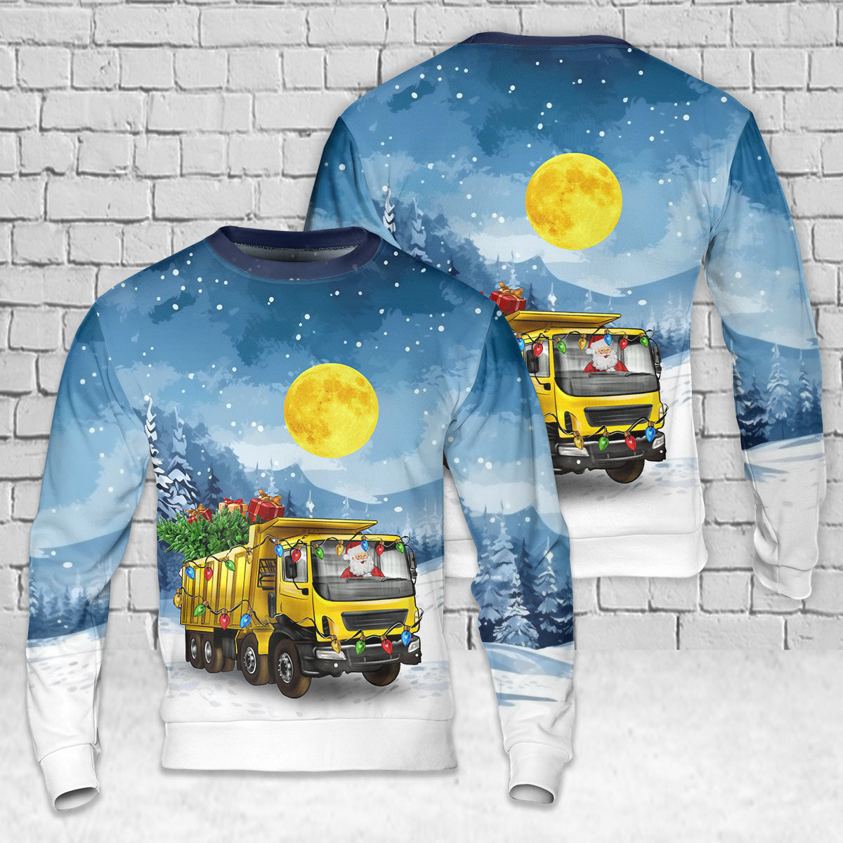 Christmas Dump Truck With Santa Christmas AOP Sweater