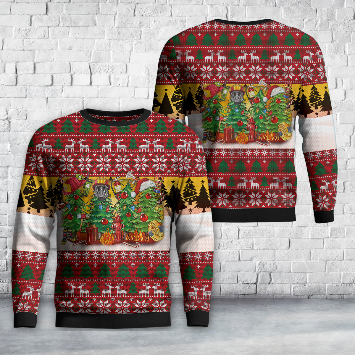 Christmas Firefighter Trees AOP Sweater