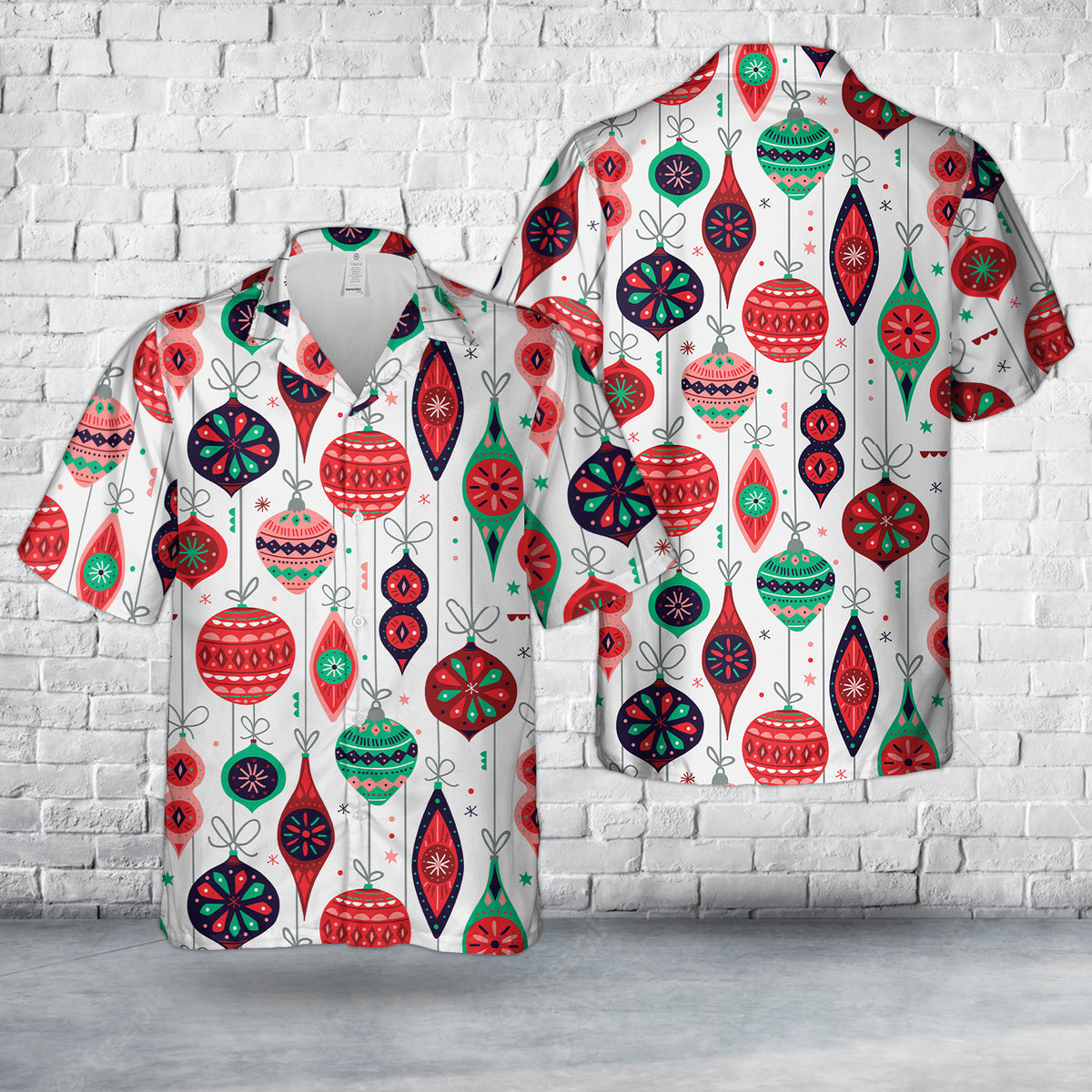 Christmas Ornaments In Retro Style Hawaiian Shirt
