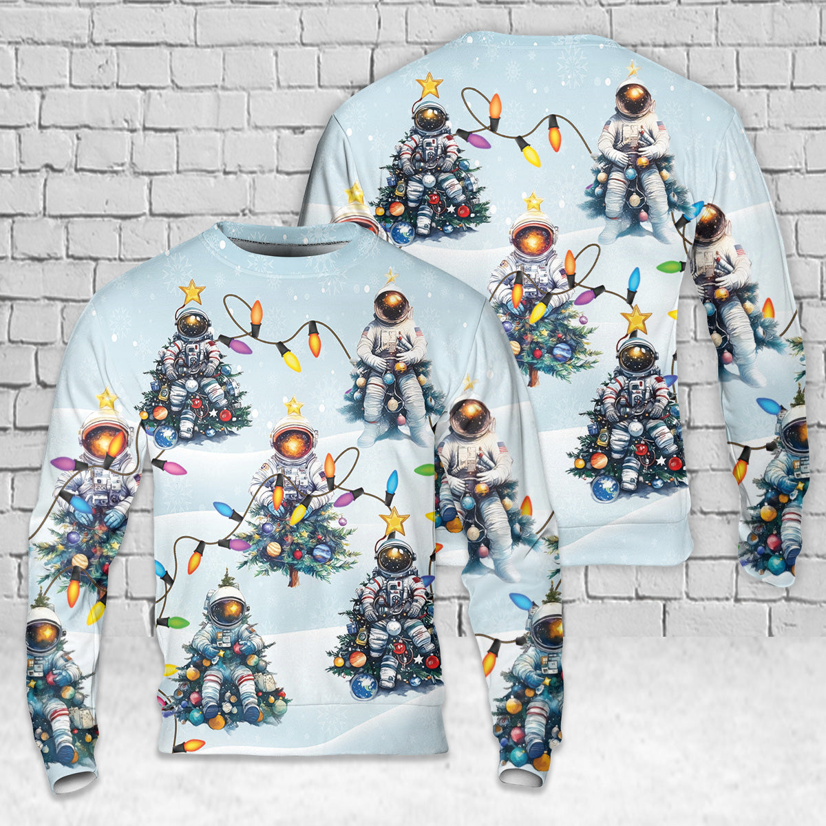 Christmas Tree Astronaut Christmas AOP Sweater