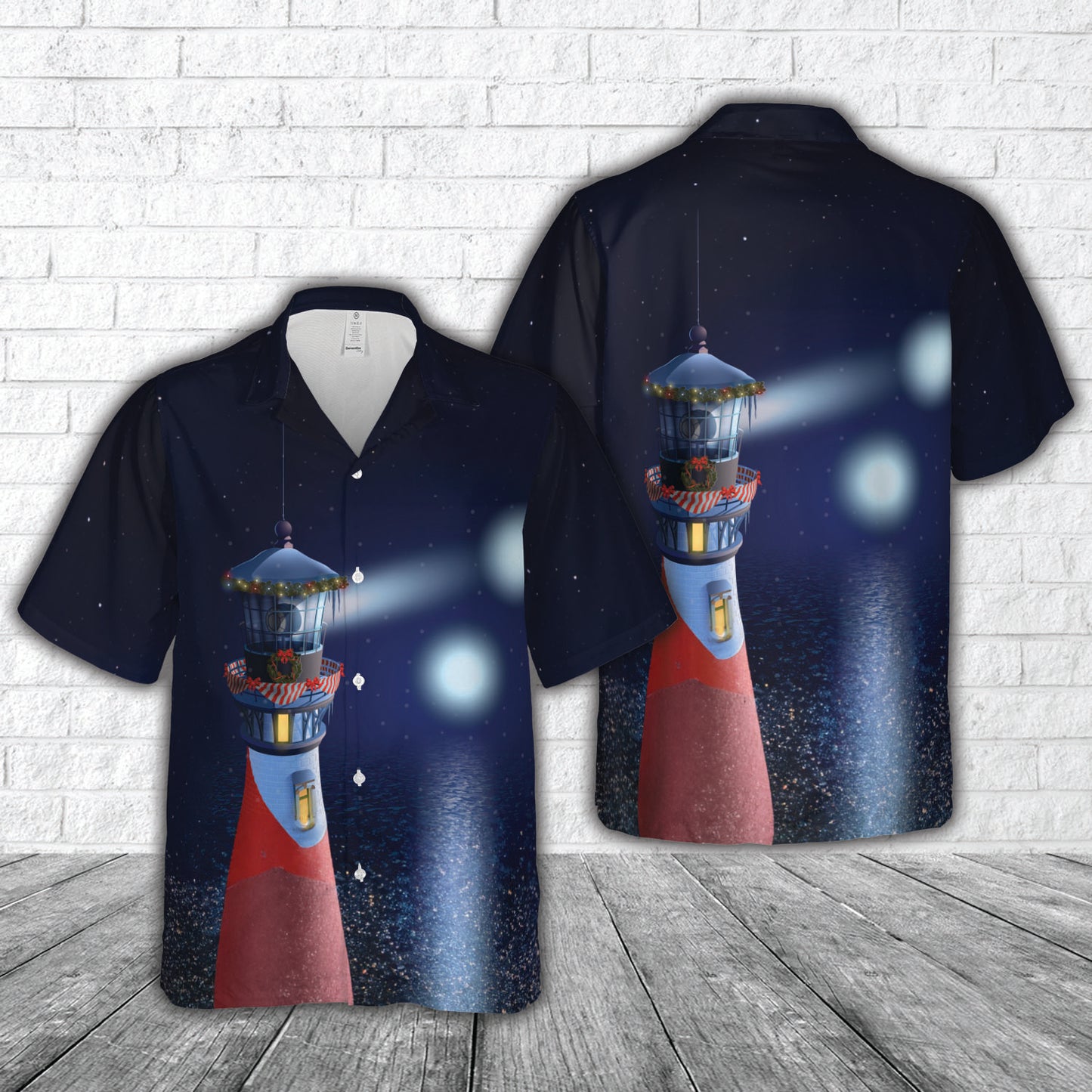 Christmas decorated lighthouse Hawaiian Shirt