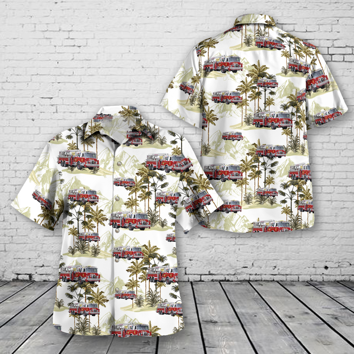 Citizens Fire Company, Mahanoy City, Schuylkill County, Pennsylvania Tower Ladder 456 Hawaiian Shirt