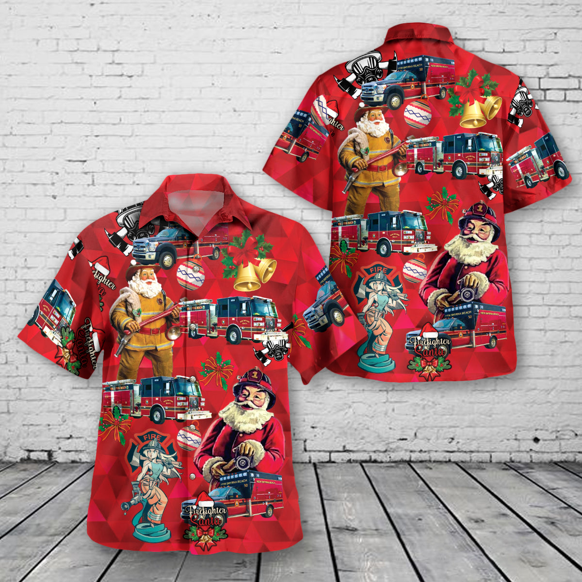 City of New Smyrna Beach Fire Department Christmas Hawaiian Shirt
