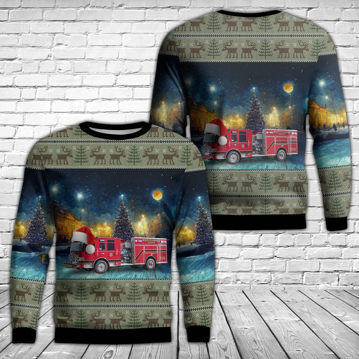 Clarksville, Tennessee, Montgomery County Fire & Rescue Christmas AOP Sweater