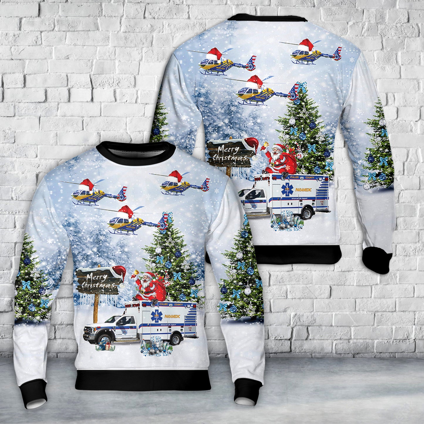 Collier County EMS, Naples, Florida Christmas AOP Sweater