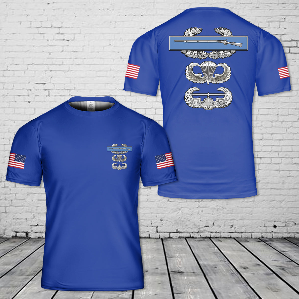 Combat Infantry Badge, Jump Wings and Air Assault Badge 3D T-Shirt