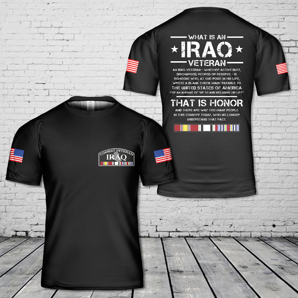 Combat Veteran War Iraq Proud of Military of United States of America T-Shirt 3D