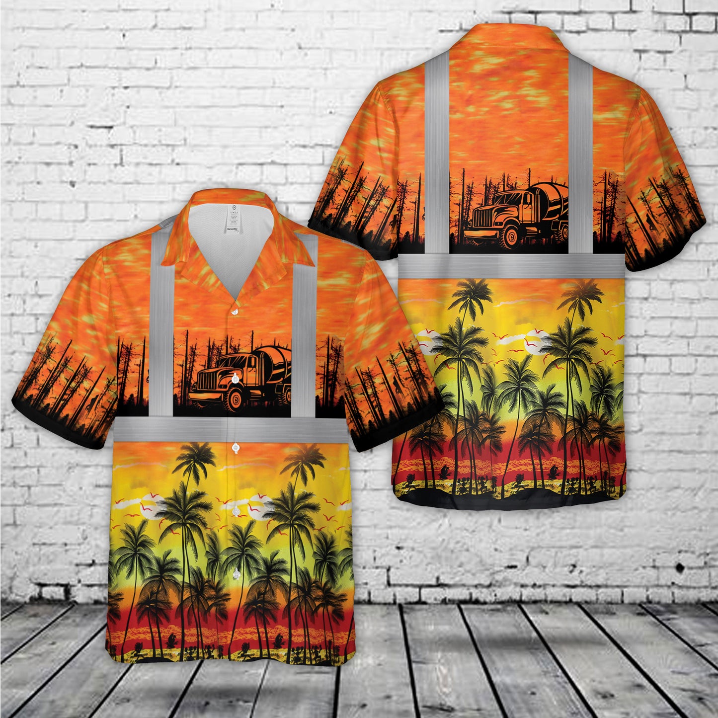 Concrete Mixer Truck Tropical Hawaiian Shirt