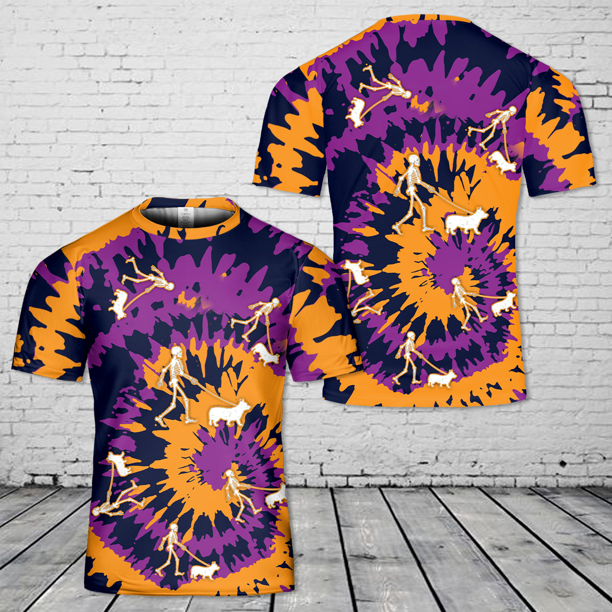 Corgi Halloween Skeleton 3D T-Shirt