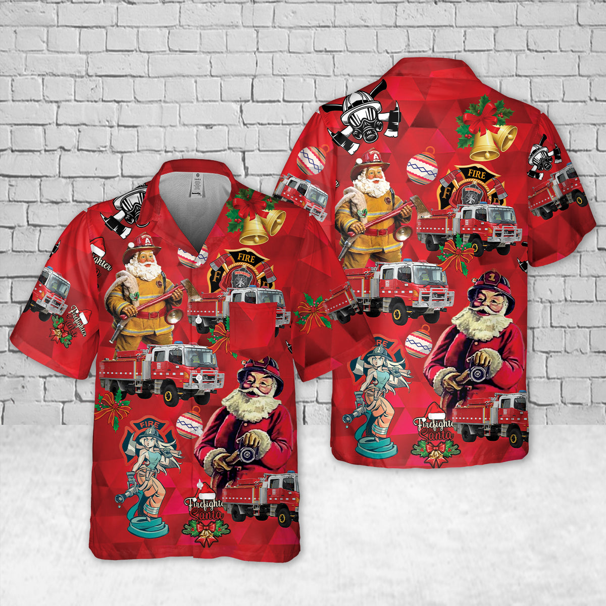 Country Fire Authority (CFA) Tanker Christmas Pocket Hawaiian Shirt