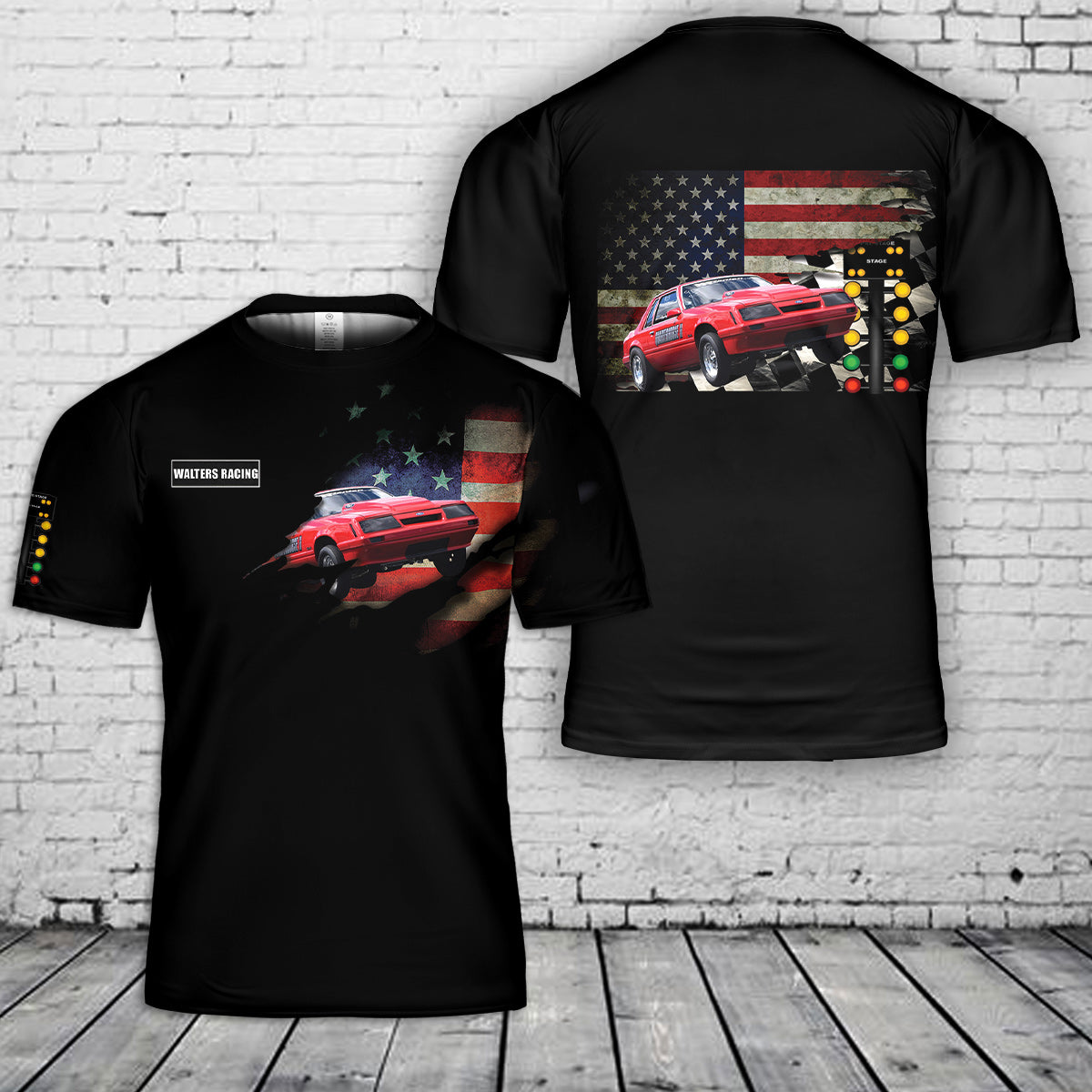 Custom Name & Car Drag Racing 3D T-Shirt