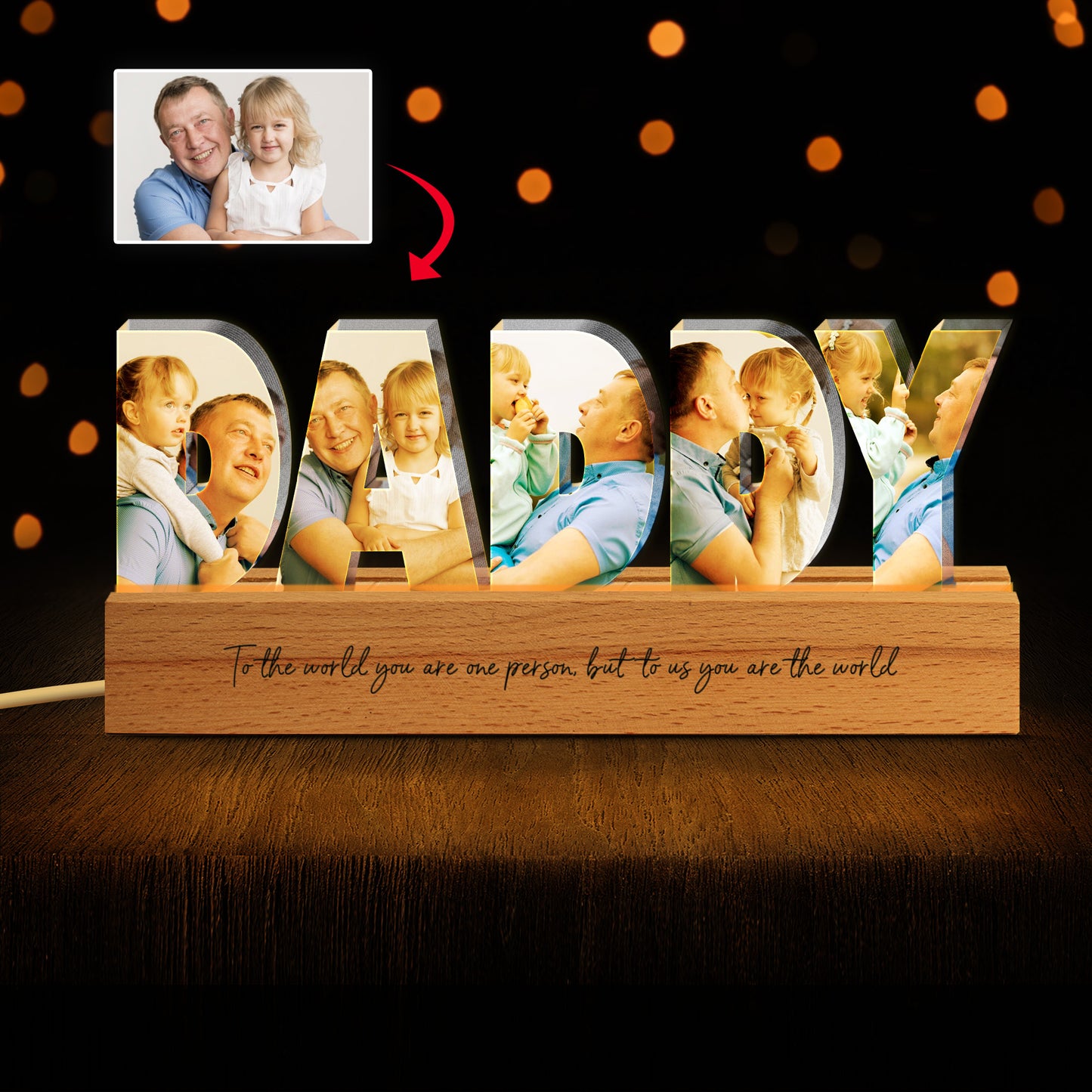 Custom Photo And Text Father's Day Gift Name Night Light