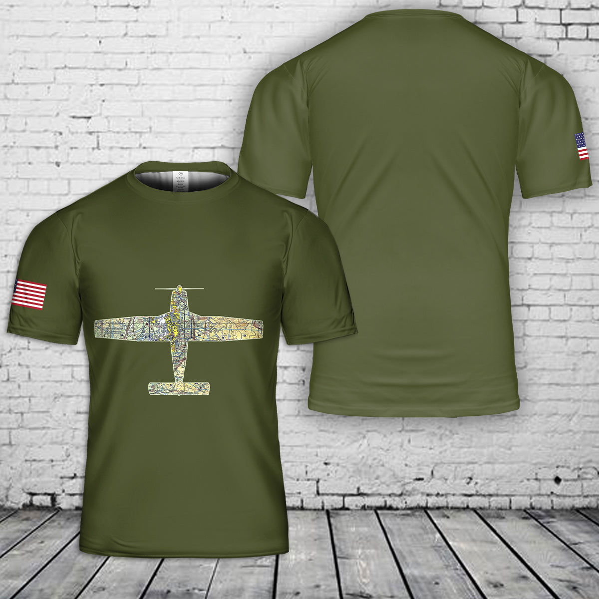 Custom Airplane Silhouette & Aviation Sectional 3D T-Shirt