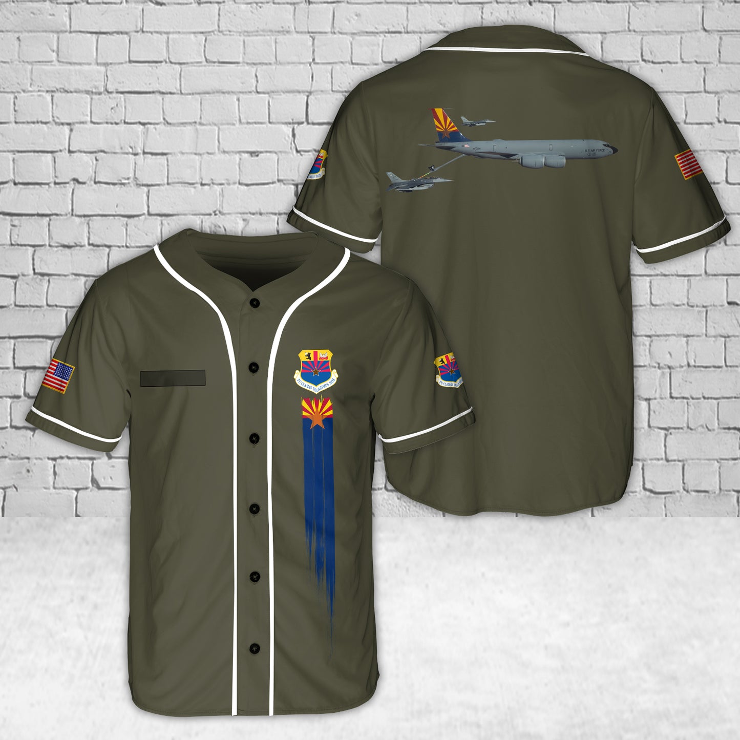 Custom Name Arizona Air National Guard KC-135 refueling F-16 Fighter Baseball Jersey