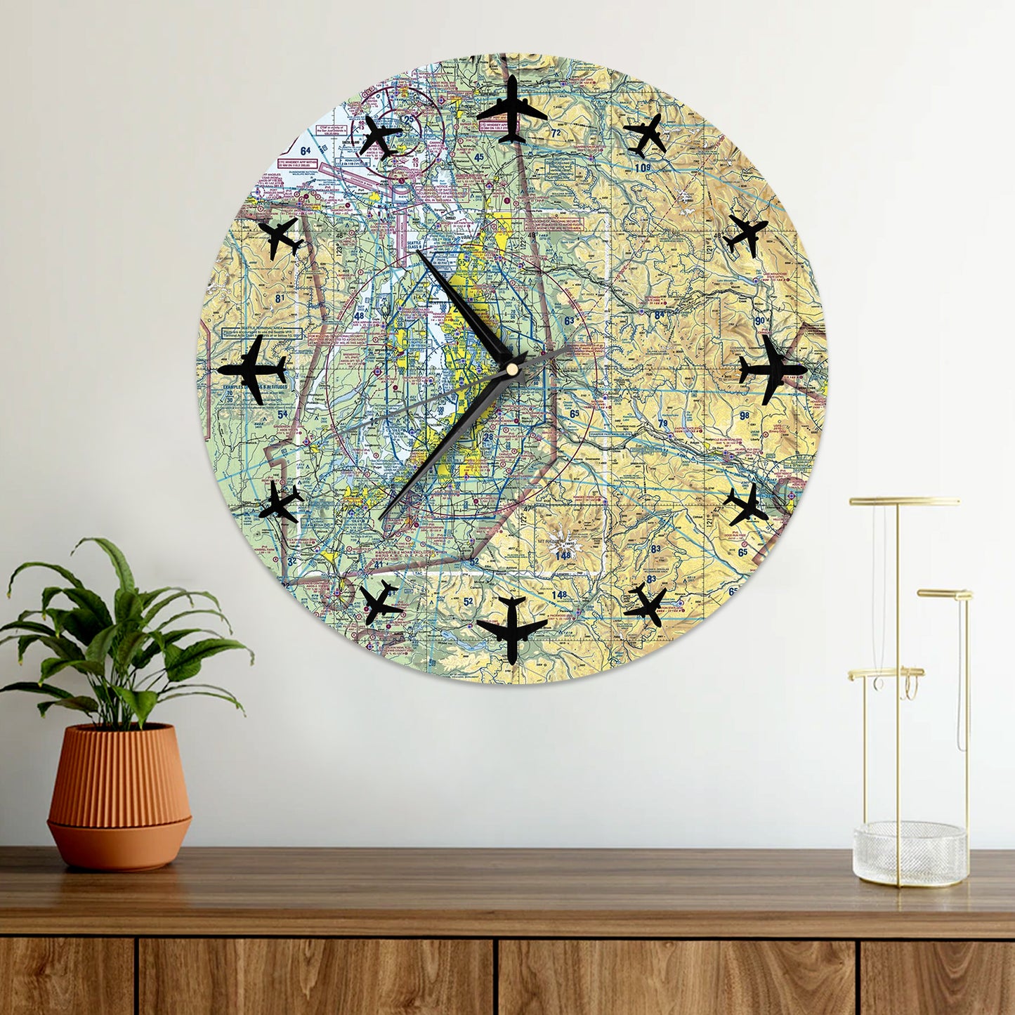 Custom Aviation Sectional Wooden Clock