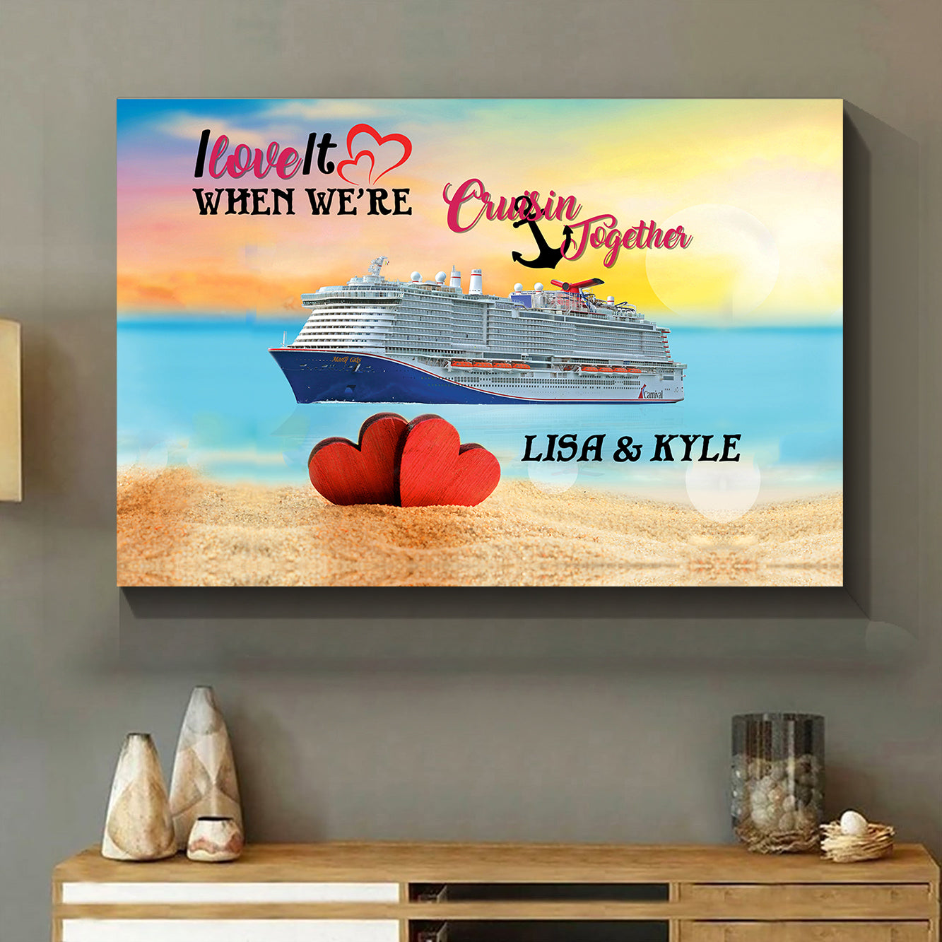 Custom Couple Name Carnival Cruise Line Mardi Gras Canvas