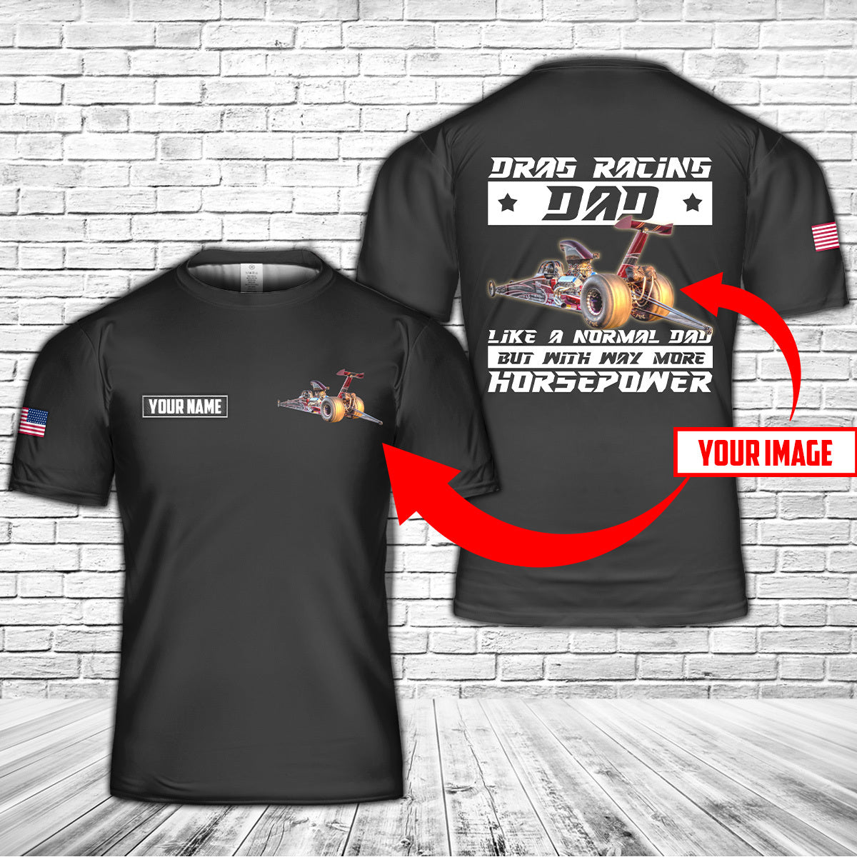 Custom Dragster Drag Racing Dad 3D T-Shirt