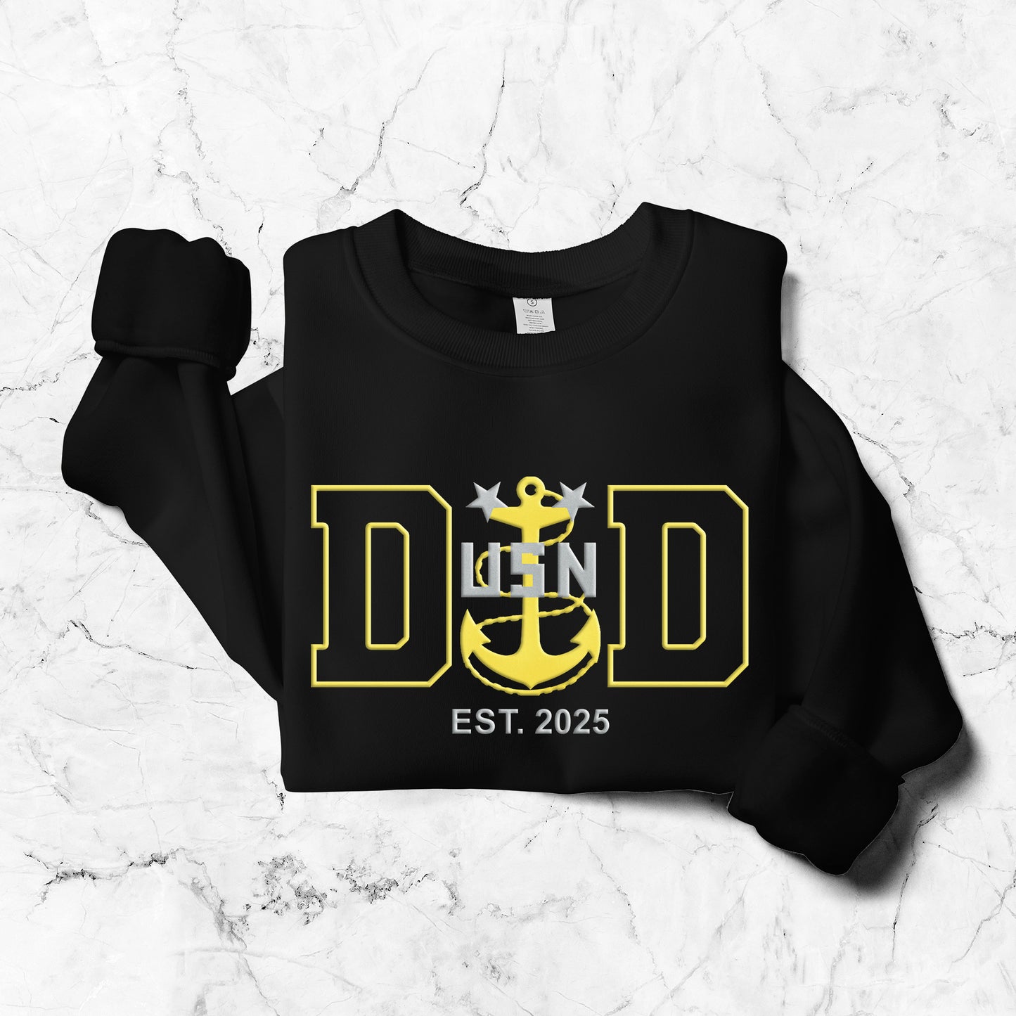 Custom Est. US Navy Master Chief Dad Embroidered Classic Unisex Sweatshirt