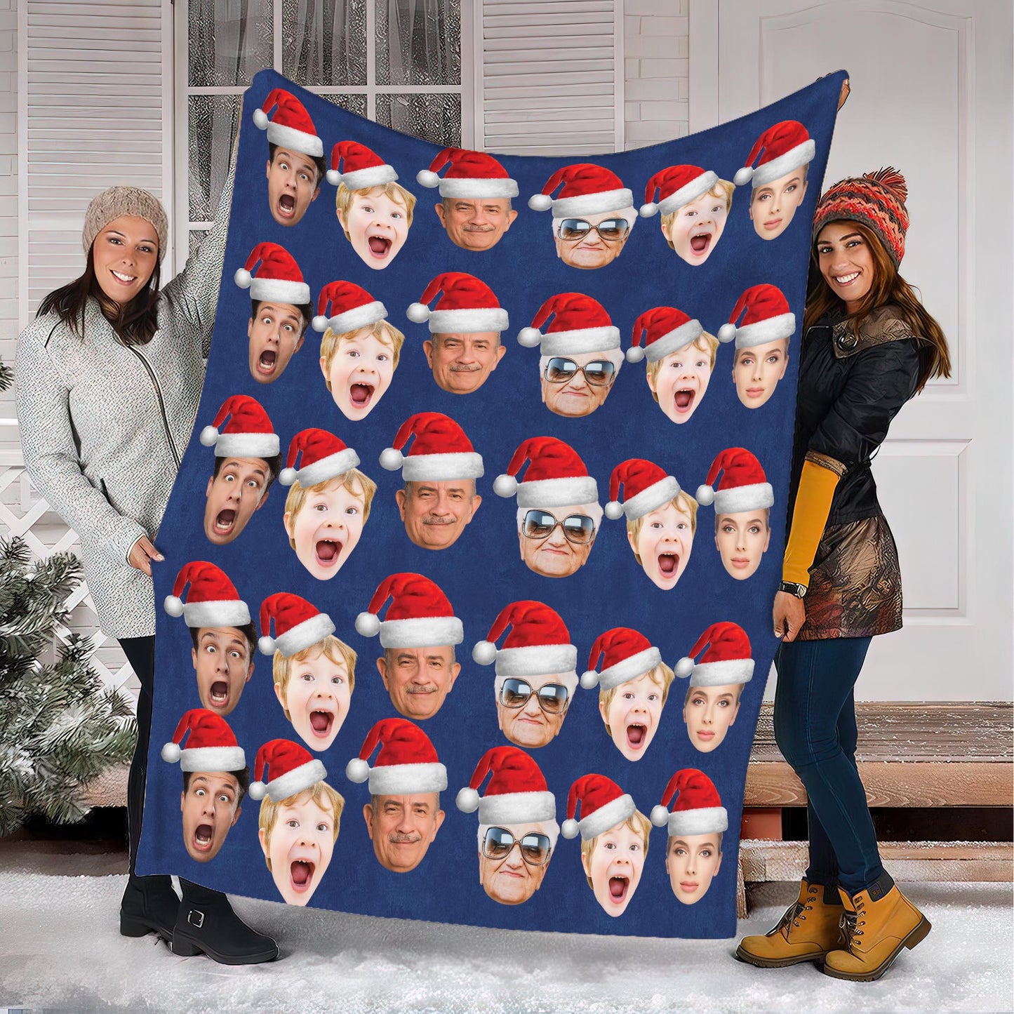 Custom Face Christmas Fleece Blanket (Made in US)