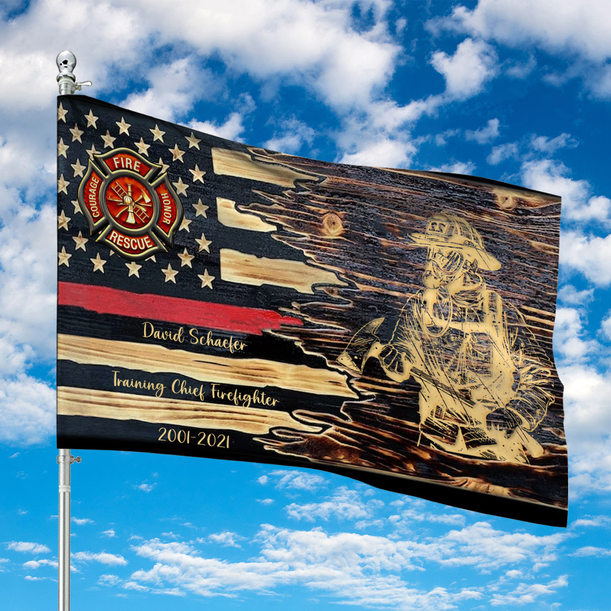 Custom Firefighter Retirement House Flag