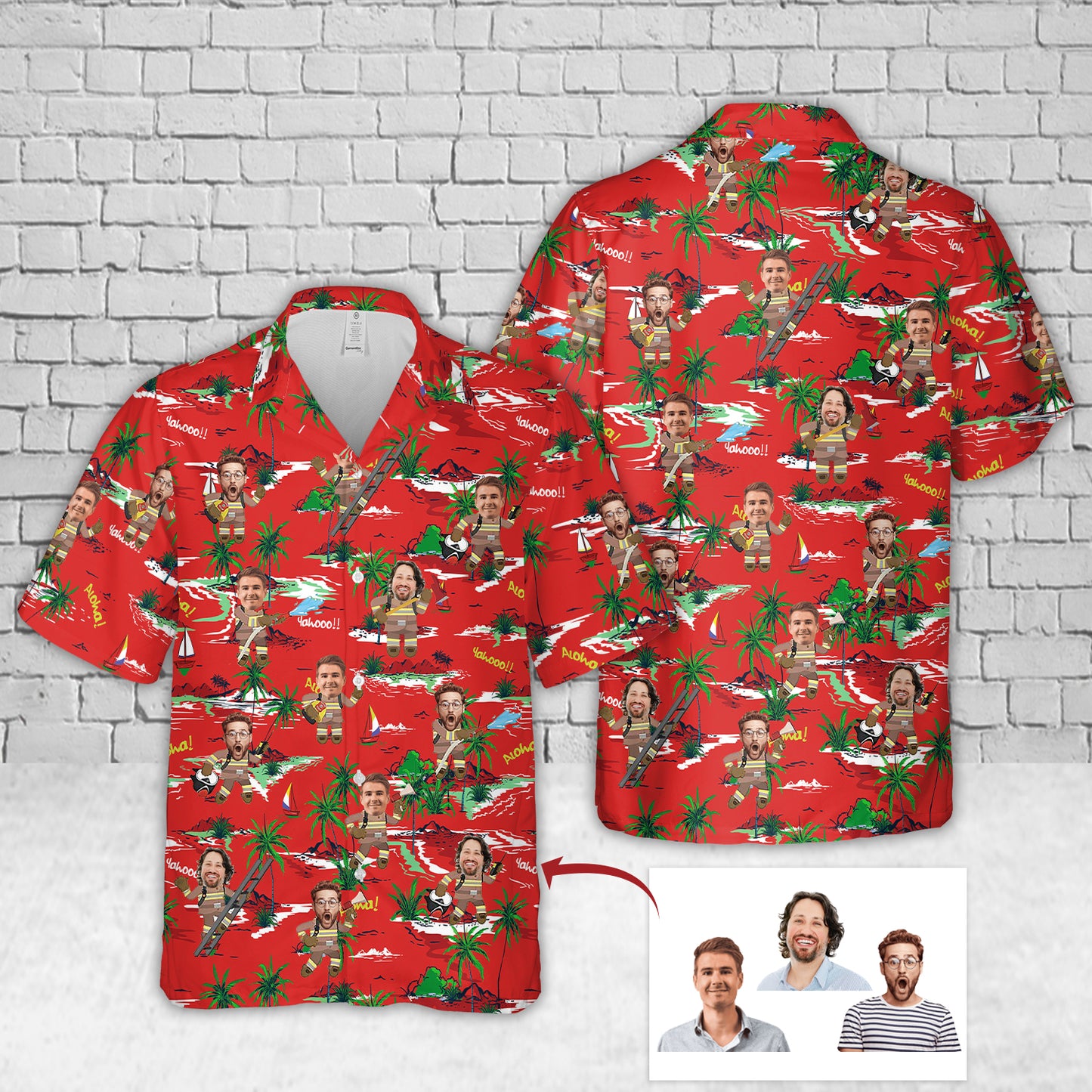 Custom Firefighter With Face Hawaiian Shirt