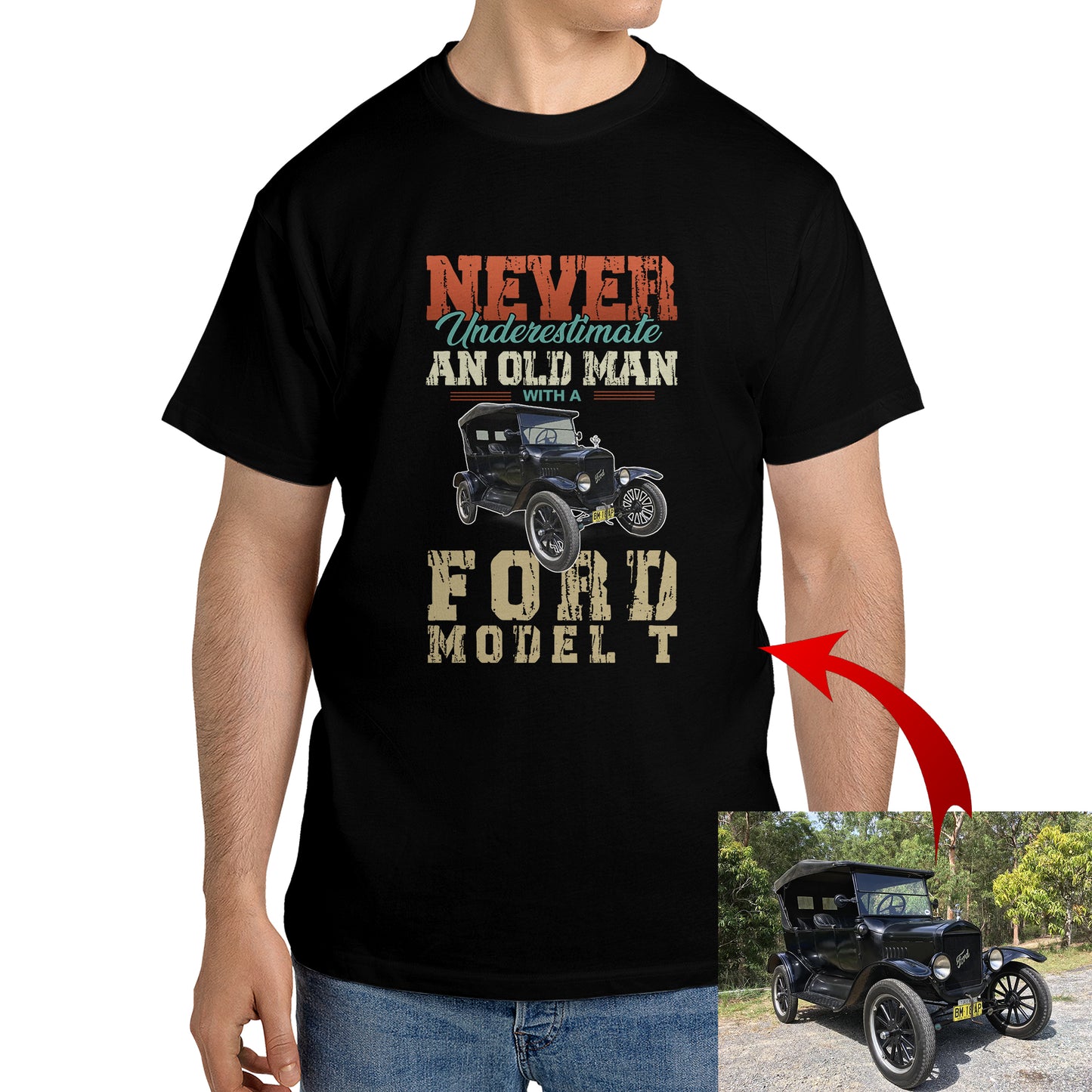 Custom Ford Model T "Tin Lizzy" Classic Unisex T-Shirt Gildan 5000 (Made In US) NLSI1304PT07