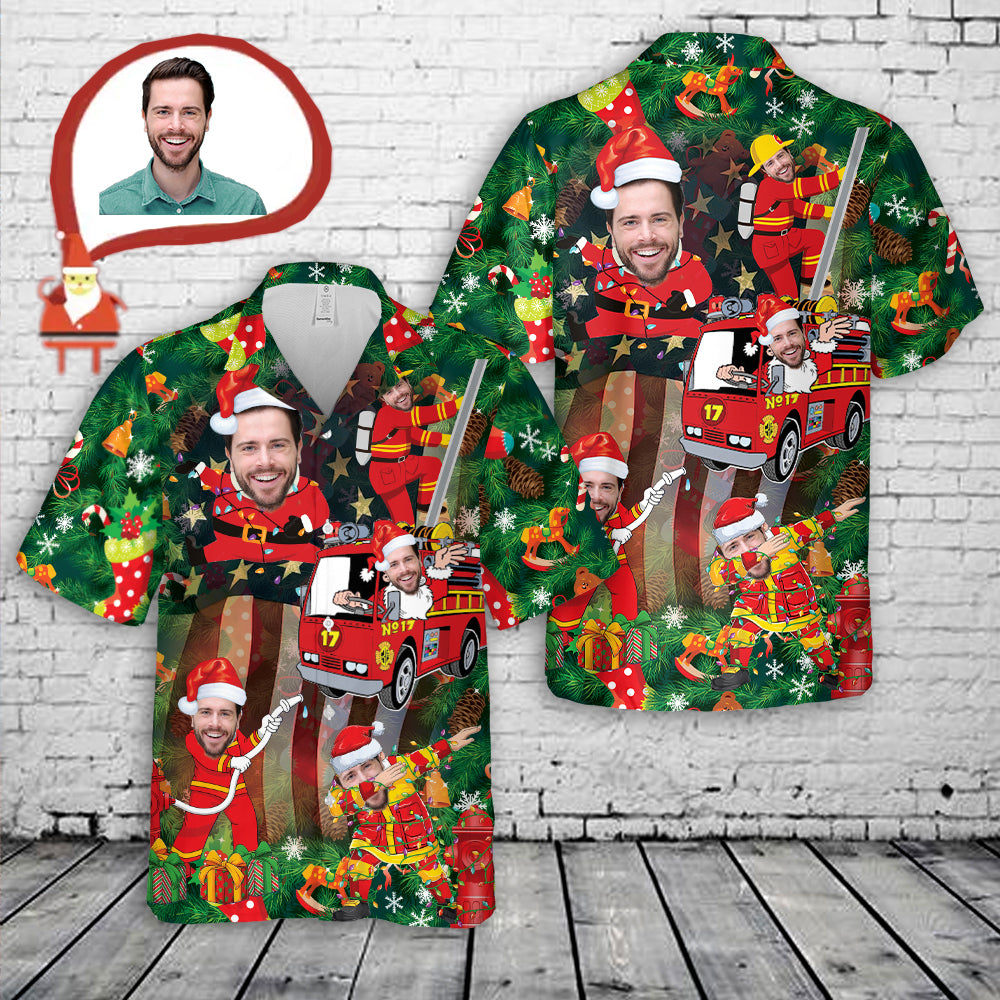 Custom Image Christmas Hawaiian Shirt With Face